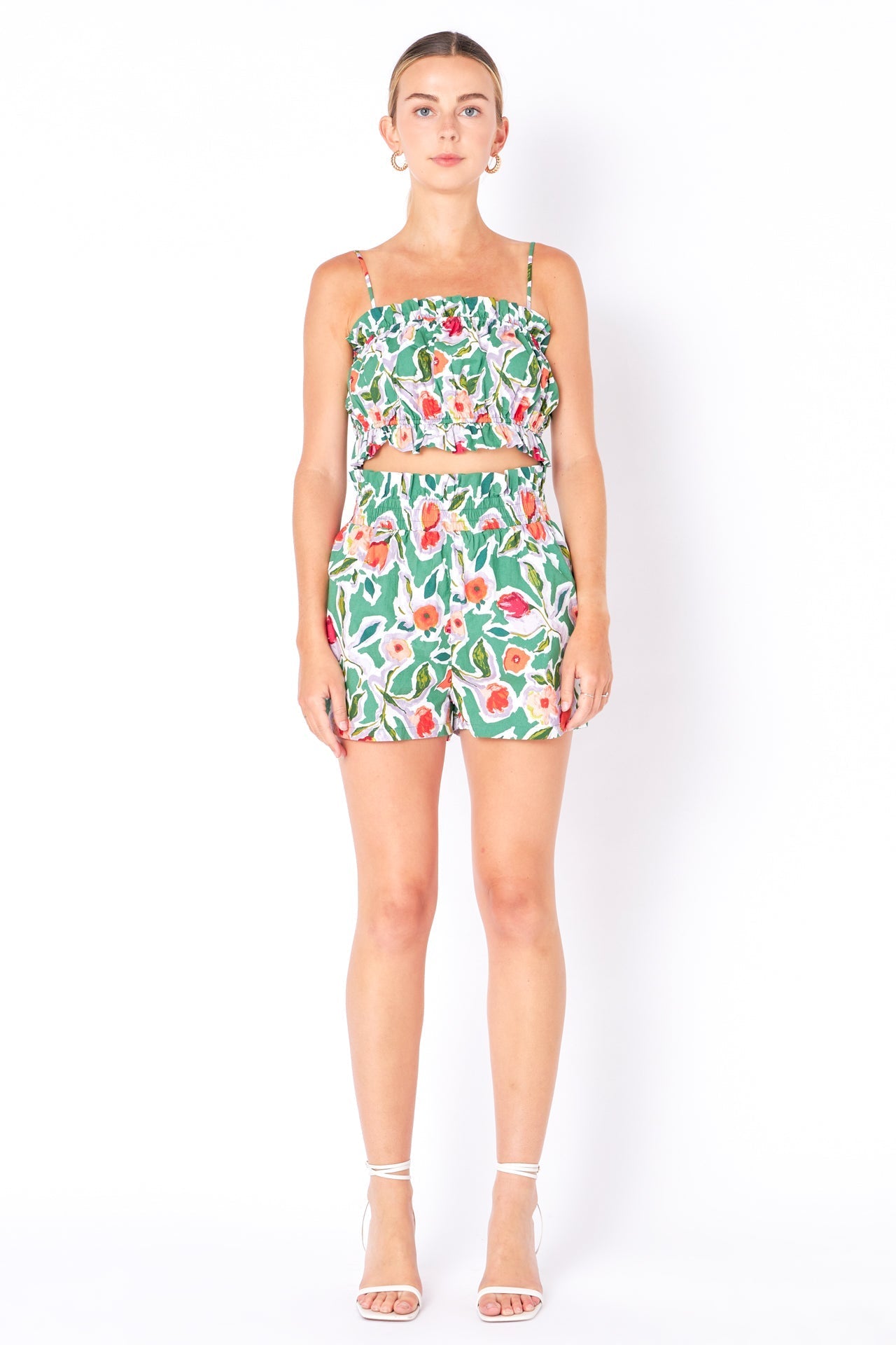 ENGLISH FACTORY - Floral Print Shorts with Smocking - SHORTS available at Objectrare