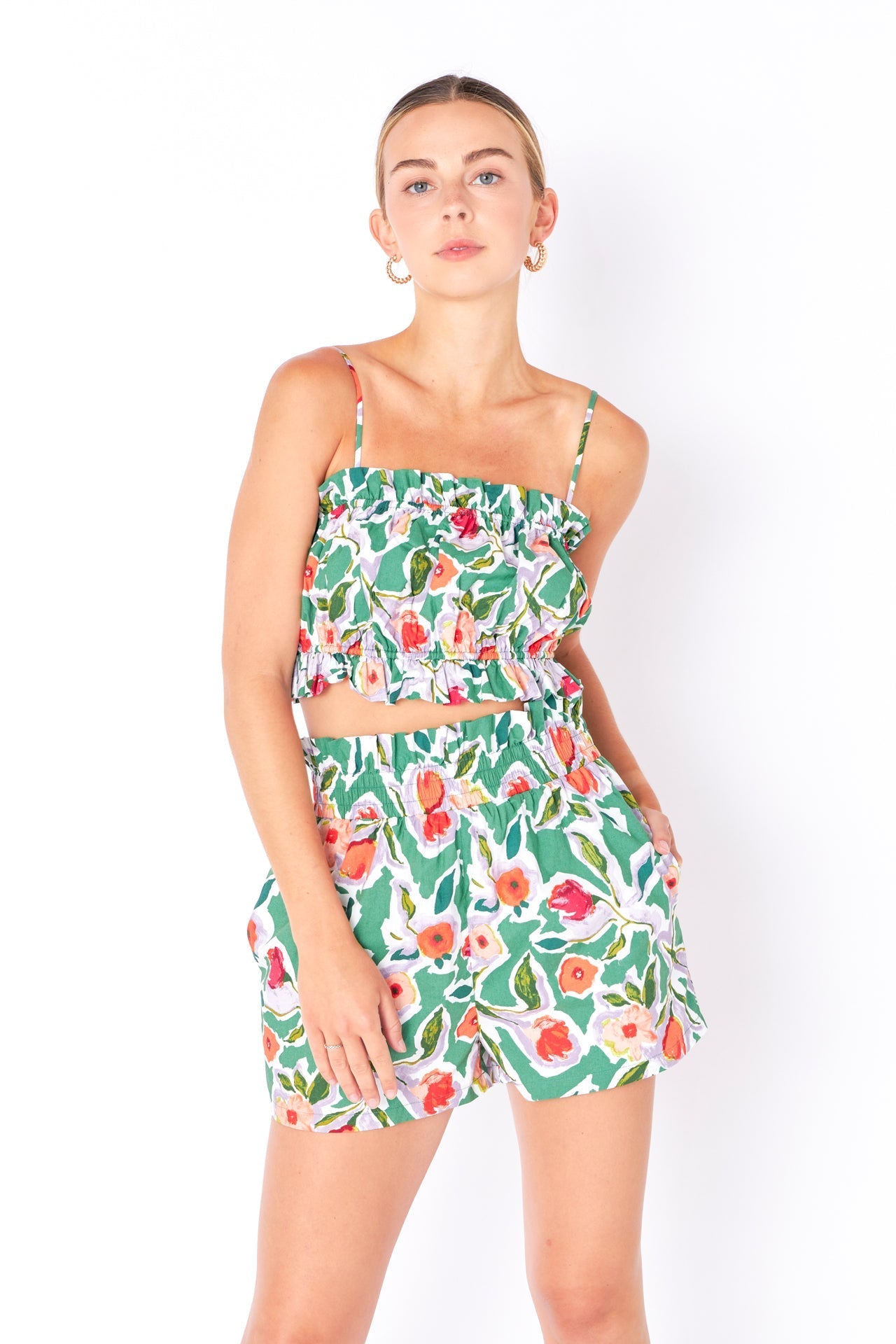 ENGLISH FACTORY - Floral Print Shorts with Smocking - SHORTS available at Objectrare