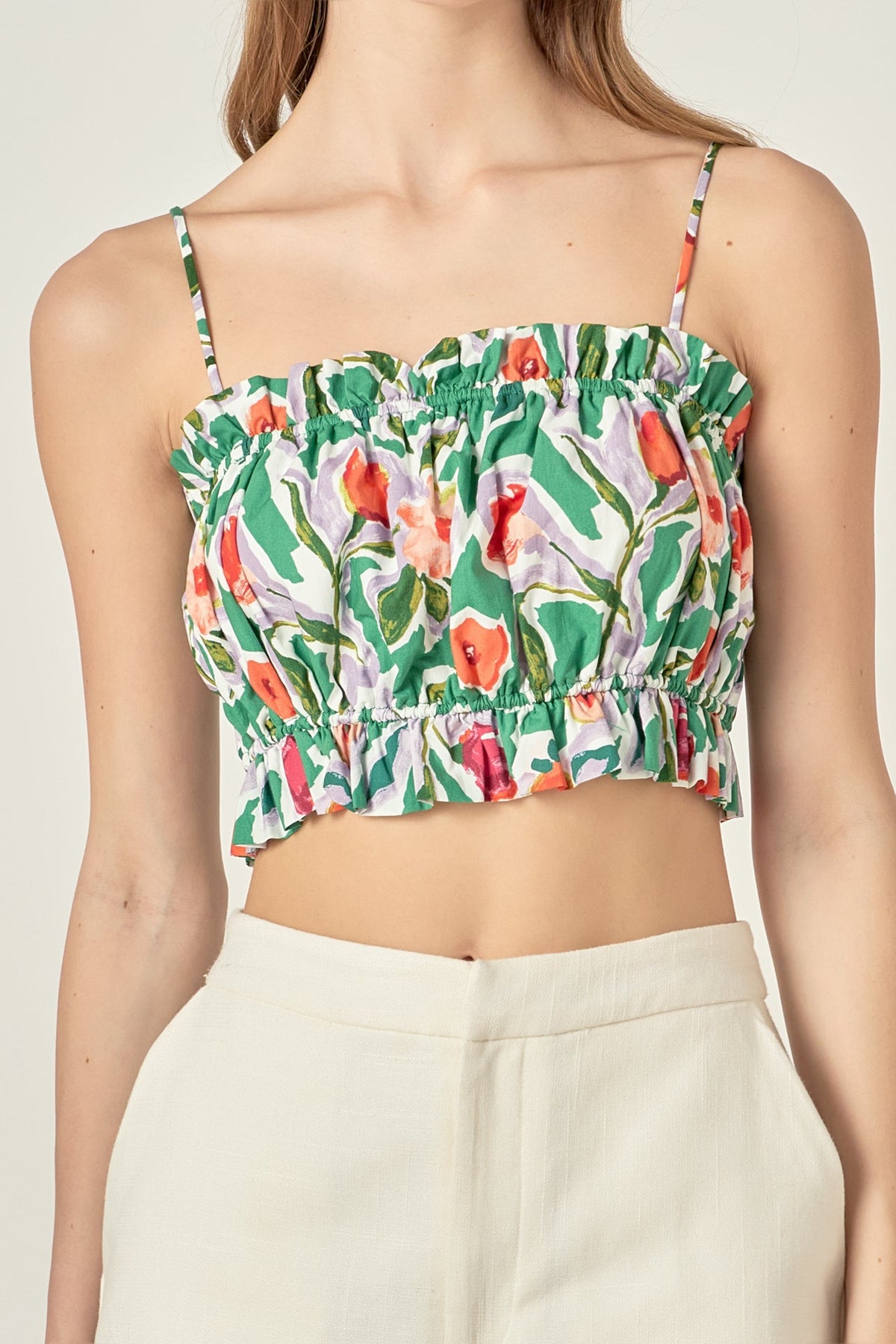 ENGLISH FACTORY - Floral Print Cropped Top - TOPS available at Objectrare