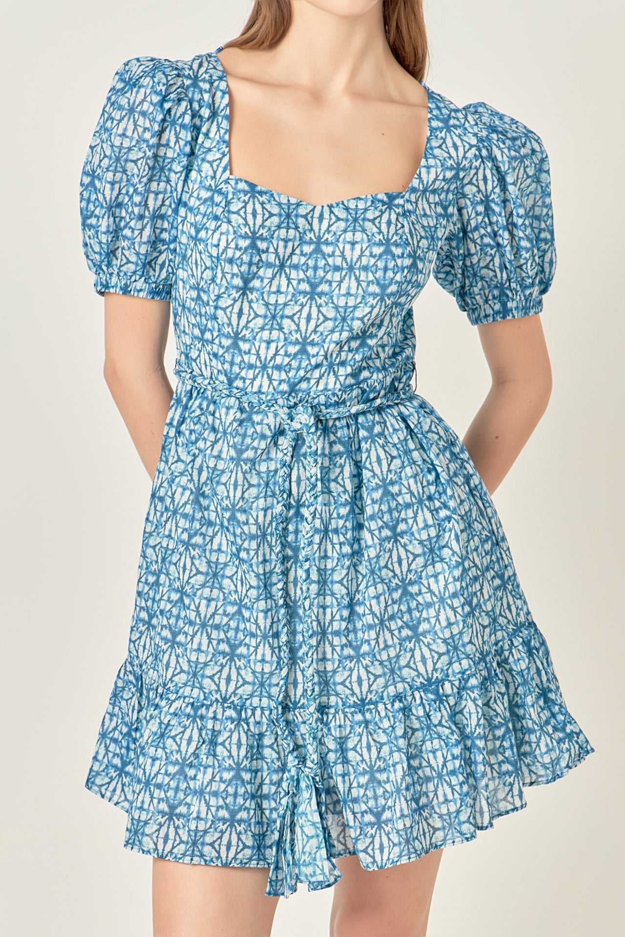 ENGLISH FACTORY - Tie Dye Print Braided Belt Mini Dress - DRESSES available at Objectrare