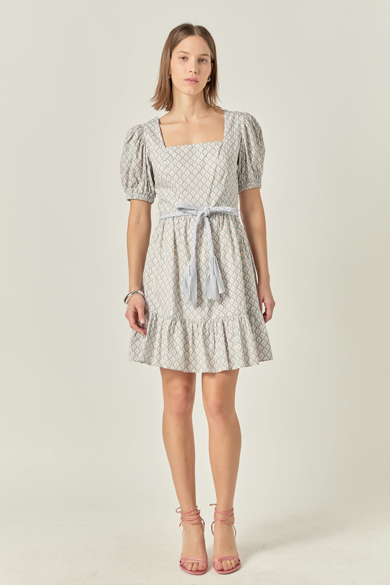 ENGLISH FACTORY - Floral Print Dress with Combo Braided Belt - DRESSES available at Objectrare