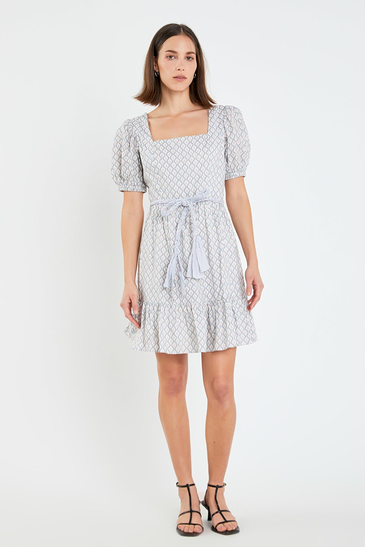 ENGLISH FACTORY - Floral Print Dress with Combo Braided Belt - DRESSES available at Objectrare