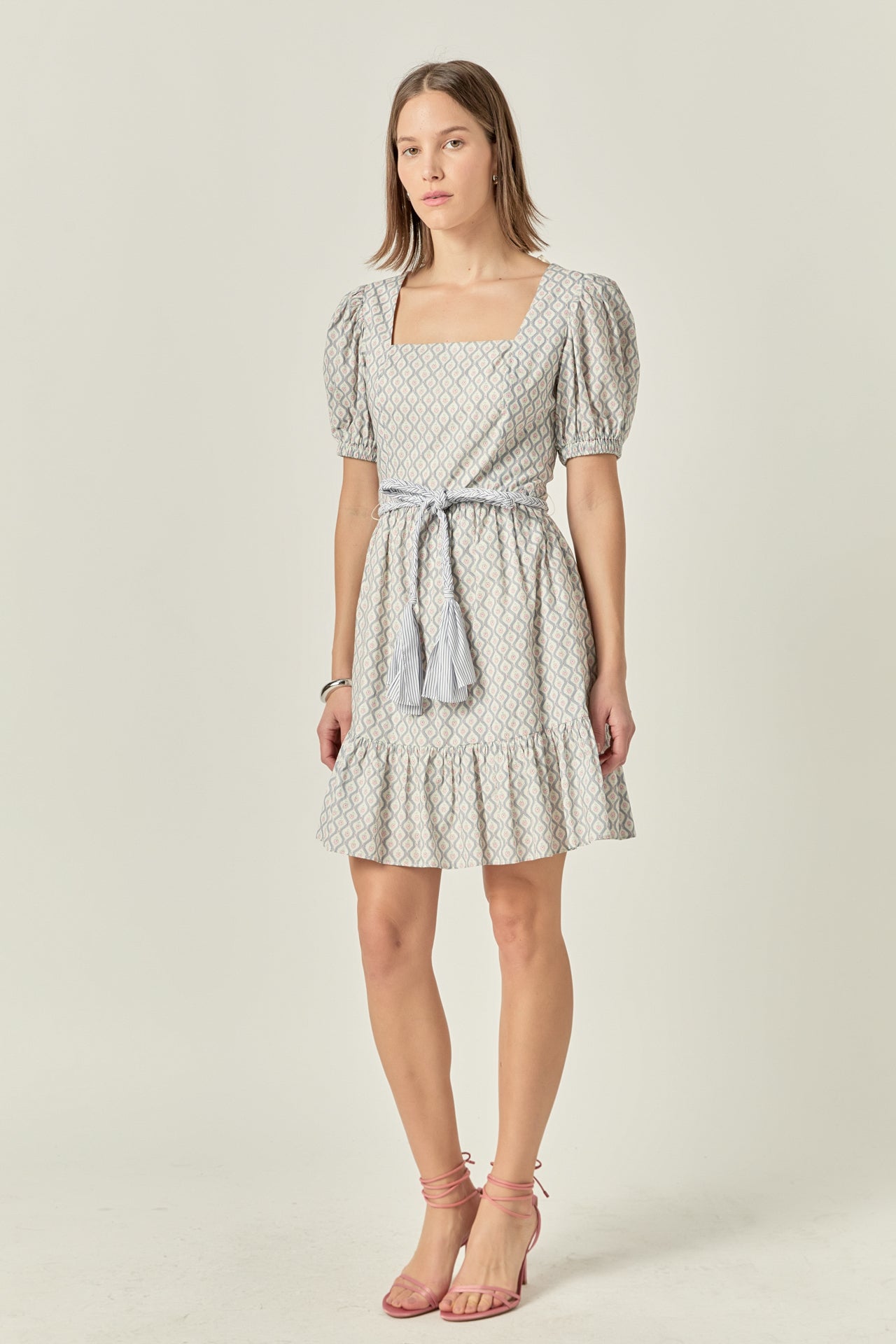 ENGLISH FACTORY - Floral Print Dress with Combo Braided Belt - DRESSES available at Objectrare