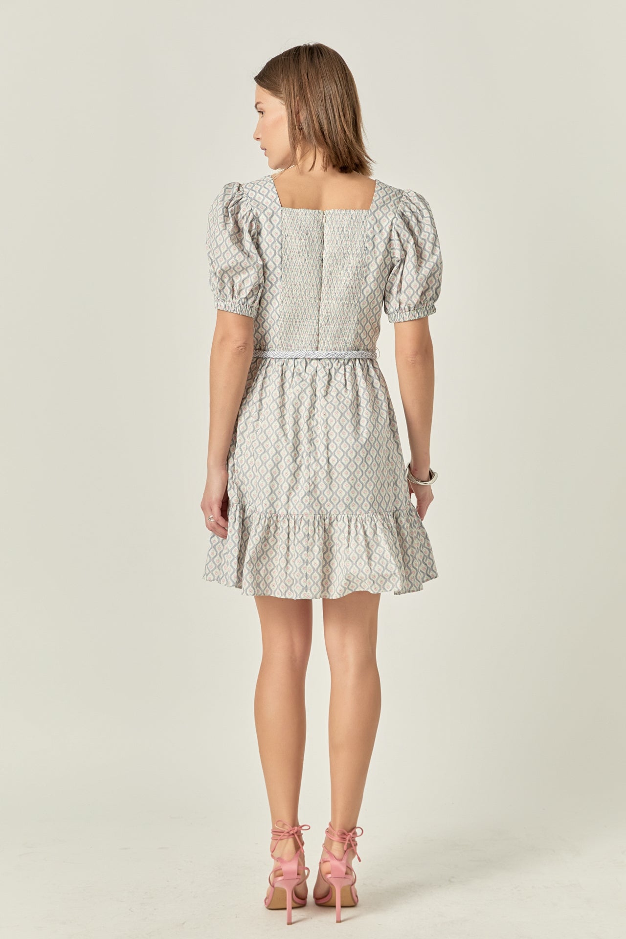 ENGLISH FACTORY - Floral Print Dress with Combo Braided Belt - DRESSES available at Objectrare