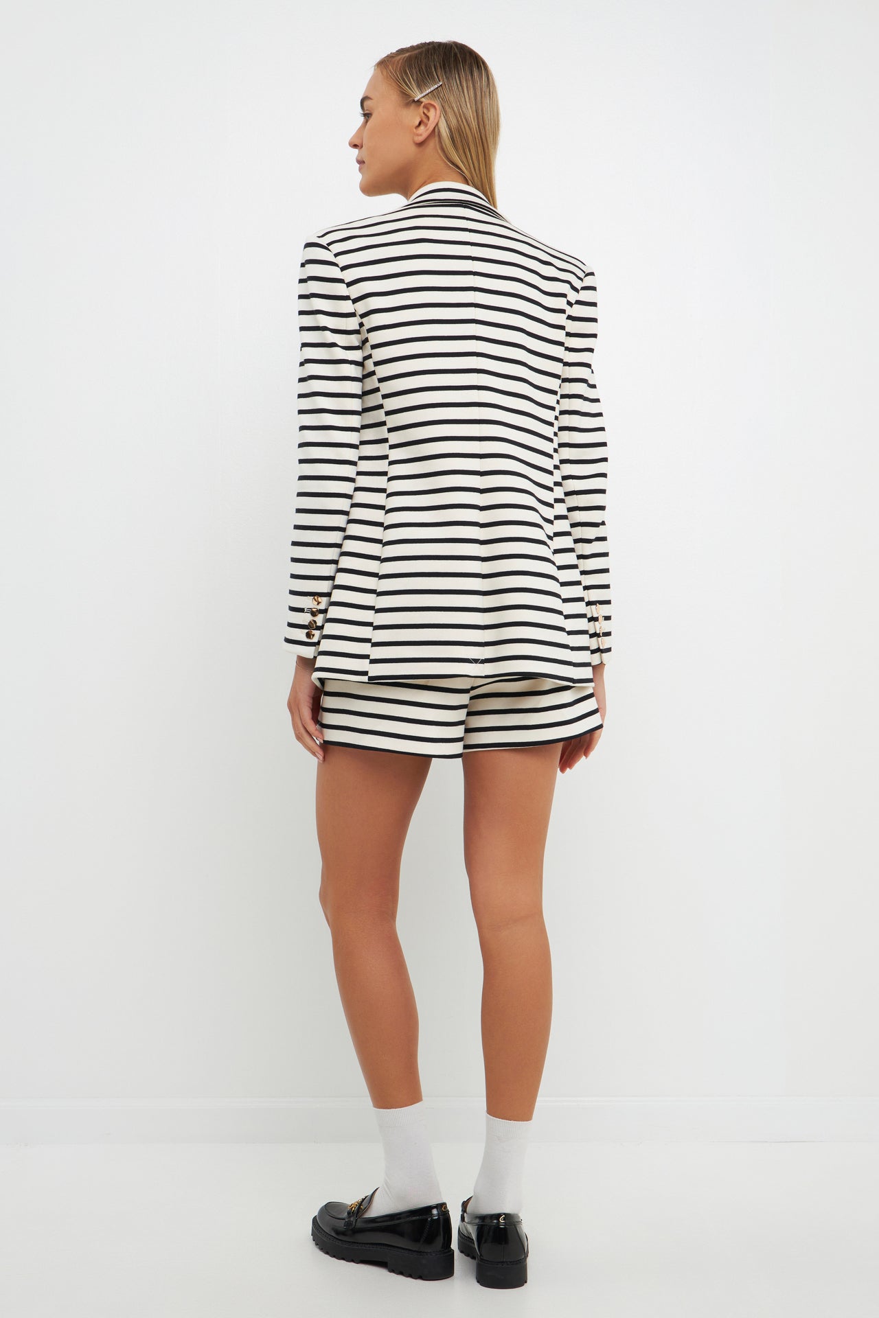 ENGLISH FACTORY - Striped Knit Double Breasted Blazer - BLAZERS available at Objectrare