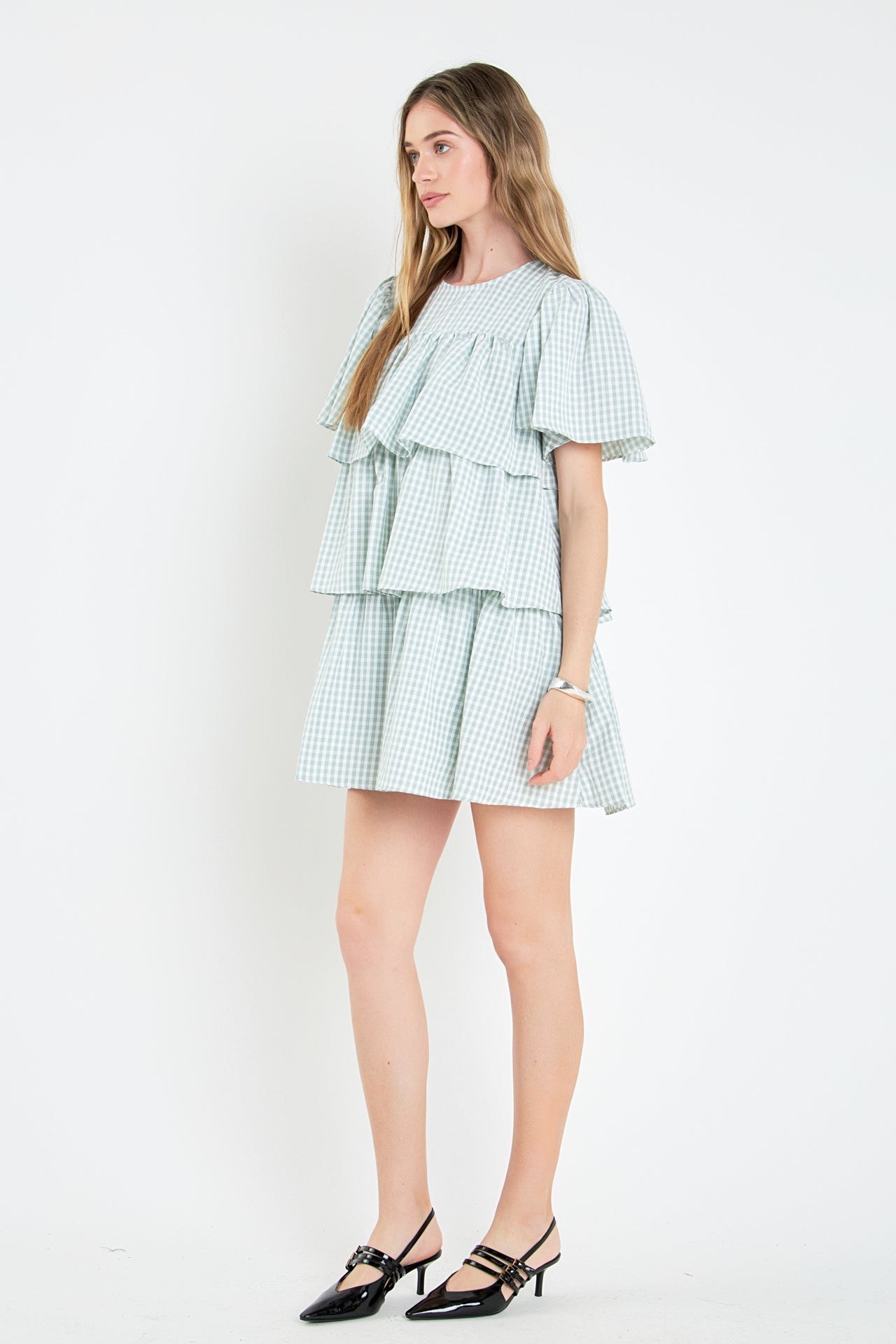 ENGLISH FACTORY - Gingham Print Tiered Dress - DRESSES available at Objectrare
