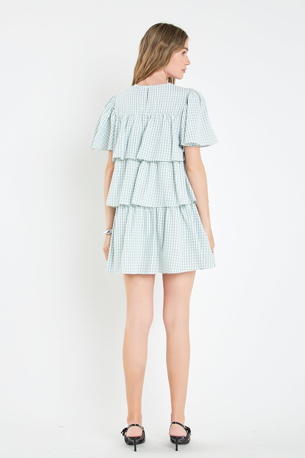 ENGLISH FACTORY - Gingham Print Tiered Dress - DRESSES available at Objectrare
