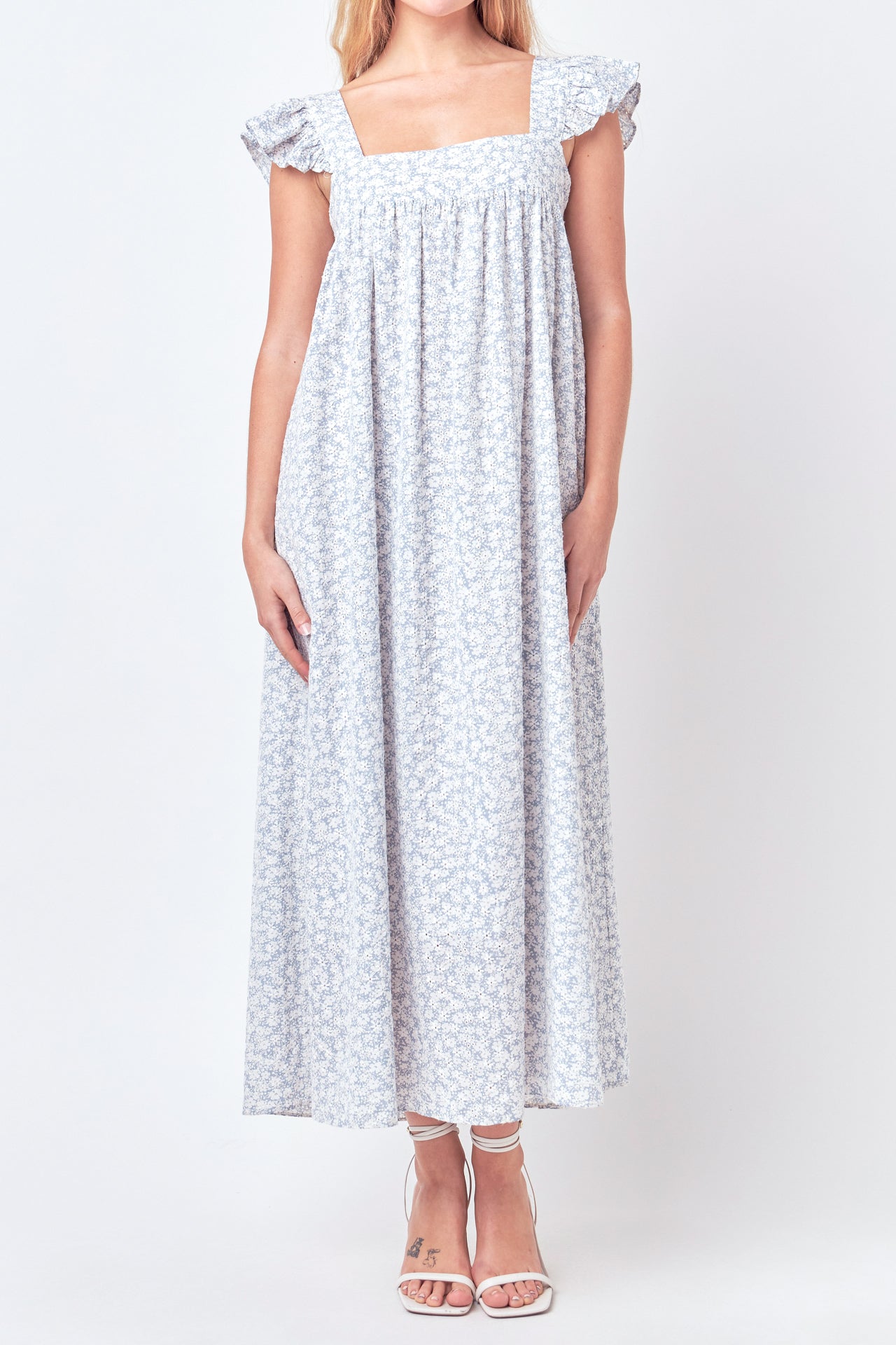 FREE THE ROSES - Floral Print with Embroidery Maxi Dress - DRESSES available at Objectrare