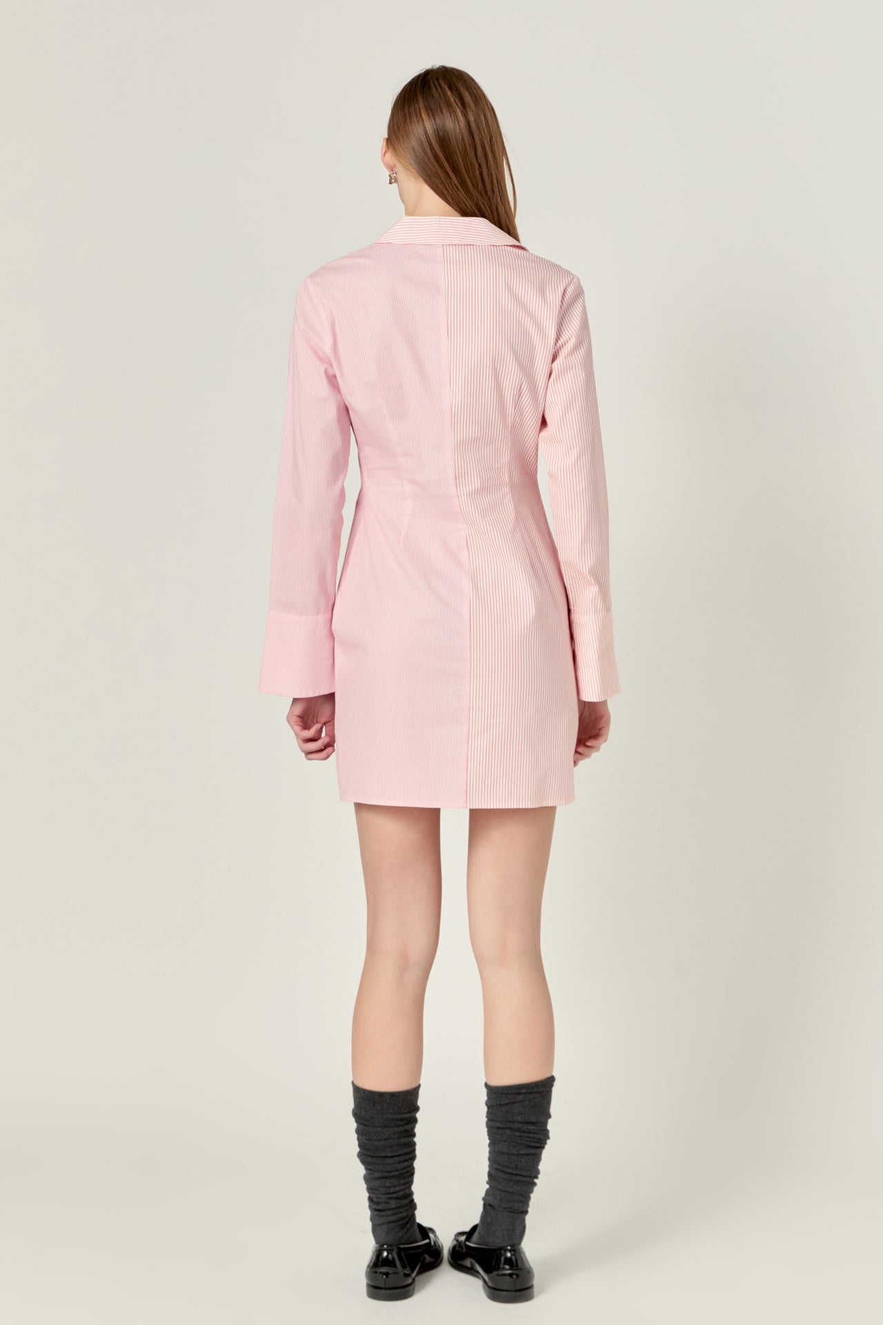 ENGLISH FACTORY - Striped Combo Twist Front Shirt Dress - DRESSES available at Objectrare