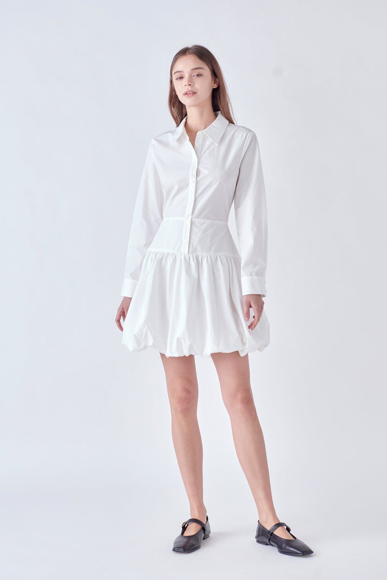 ENGLISH FACTORY - Poplin Shirt Dress with Bubble Hem - DRESSES available at Objectrare