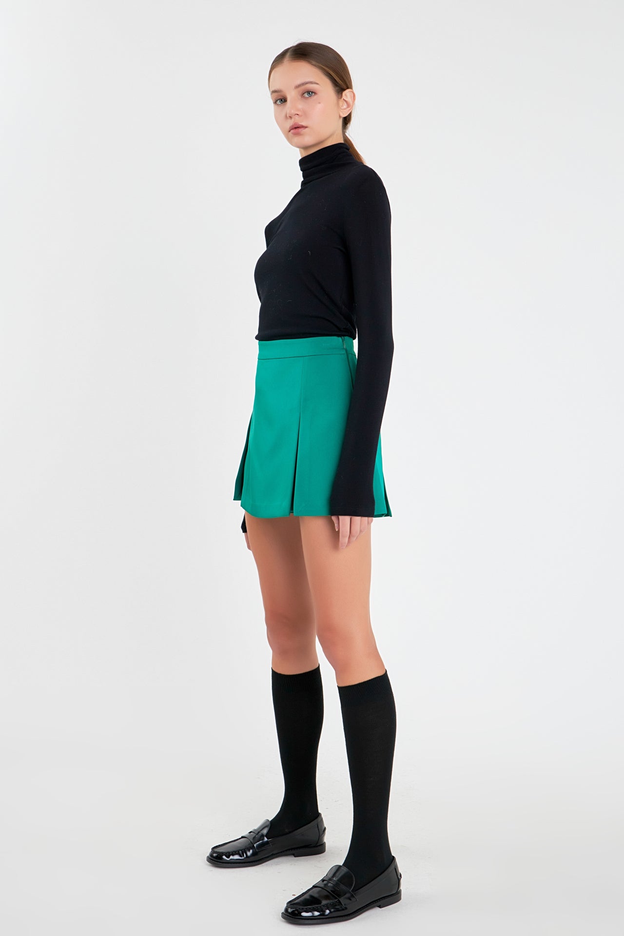 ENGLISH FACTORY - Satin Single Pleat Skort - SKORTS available at Objectrare
