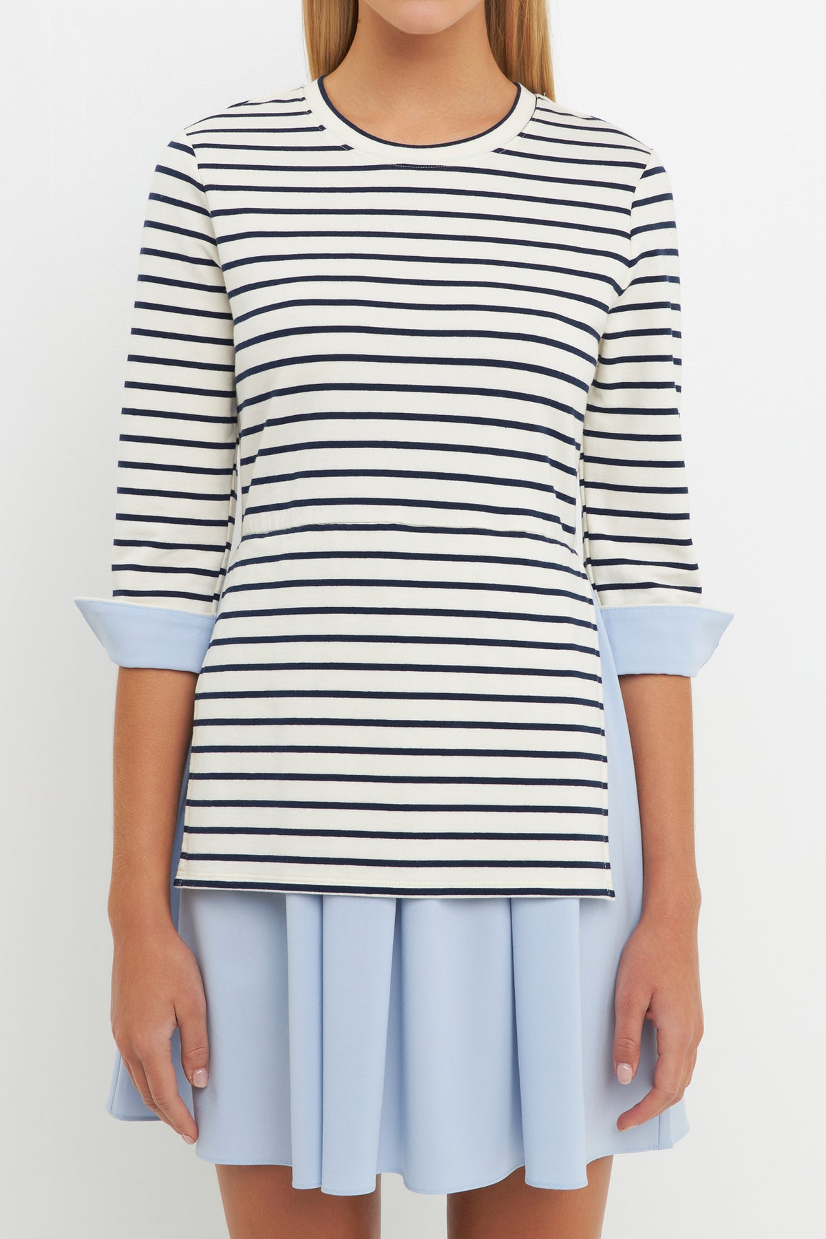 ENGLISH FACTORY - Striped Knit and Oxford Combo Dress - DRESSES available at Objectrare