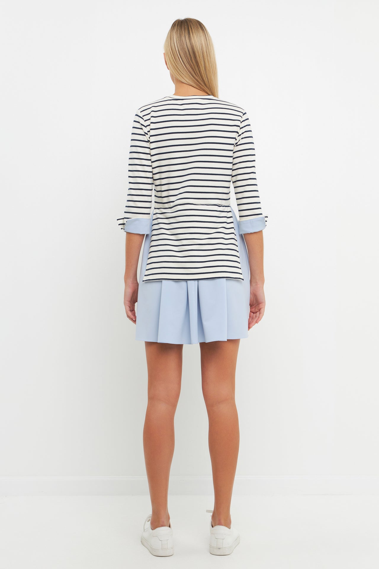 ENGLISH FACTORY - Striped Knit and Oxford Combo Dress - DRESSES available at Objectrare