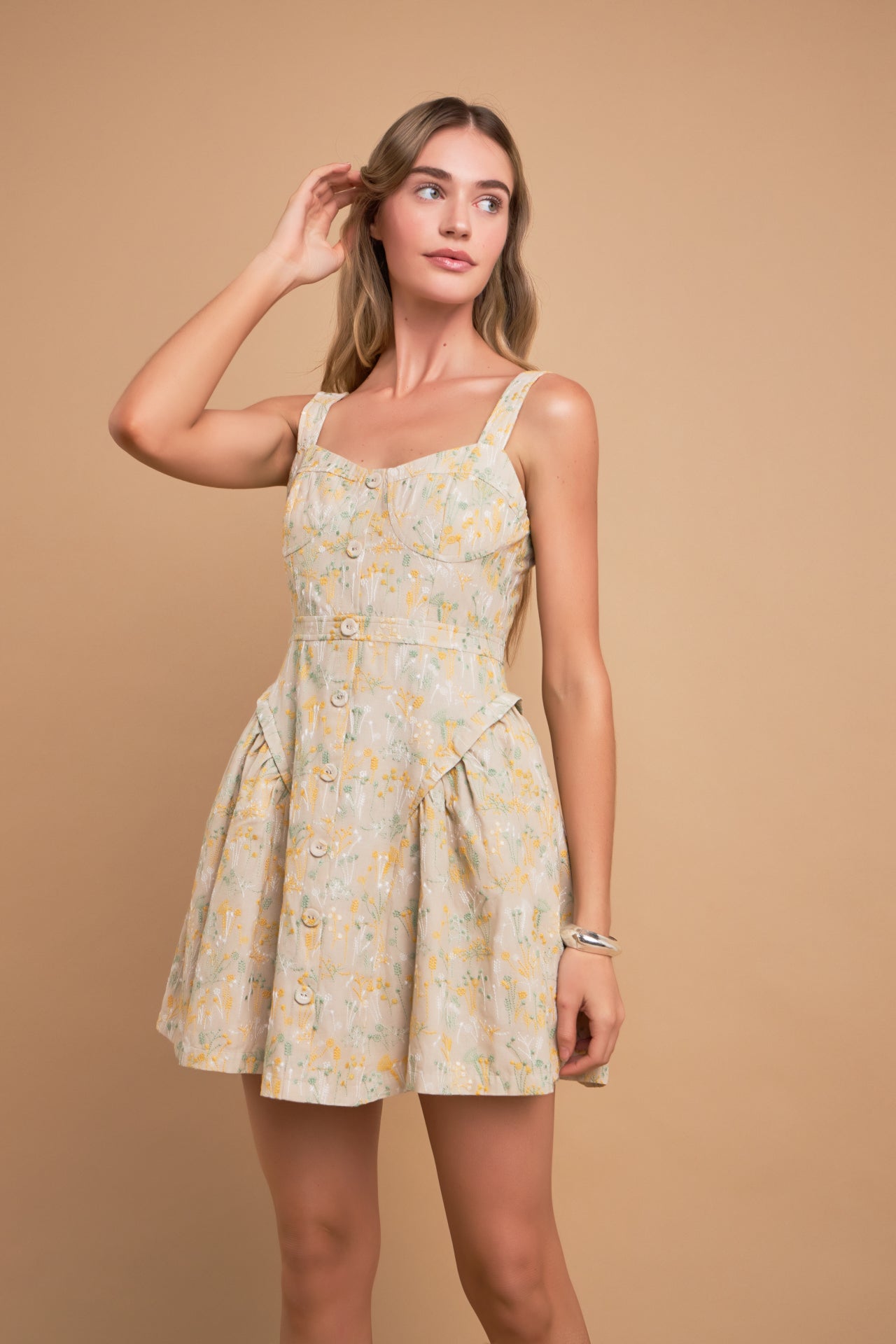 Premium Embroidered Linen Bustier Dress Premium Embroidered Linen Bustier Dress
