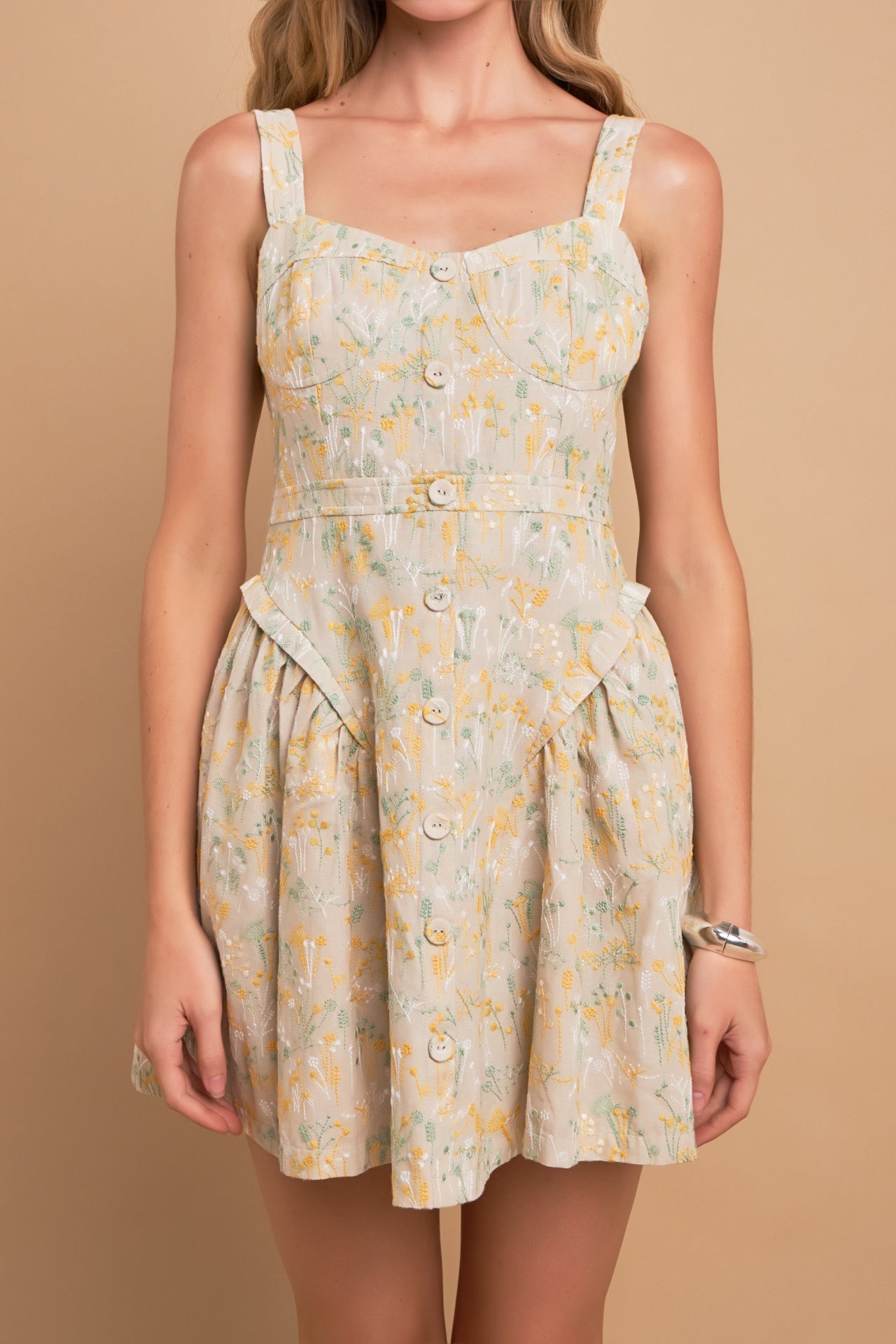 ENGLISH FACTORY - Premium Embroidered Linen Bustier Dress - DRESSES available at Objectrare