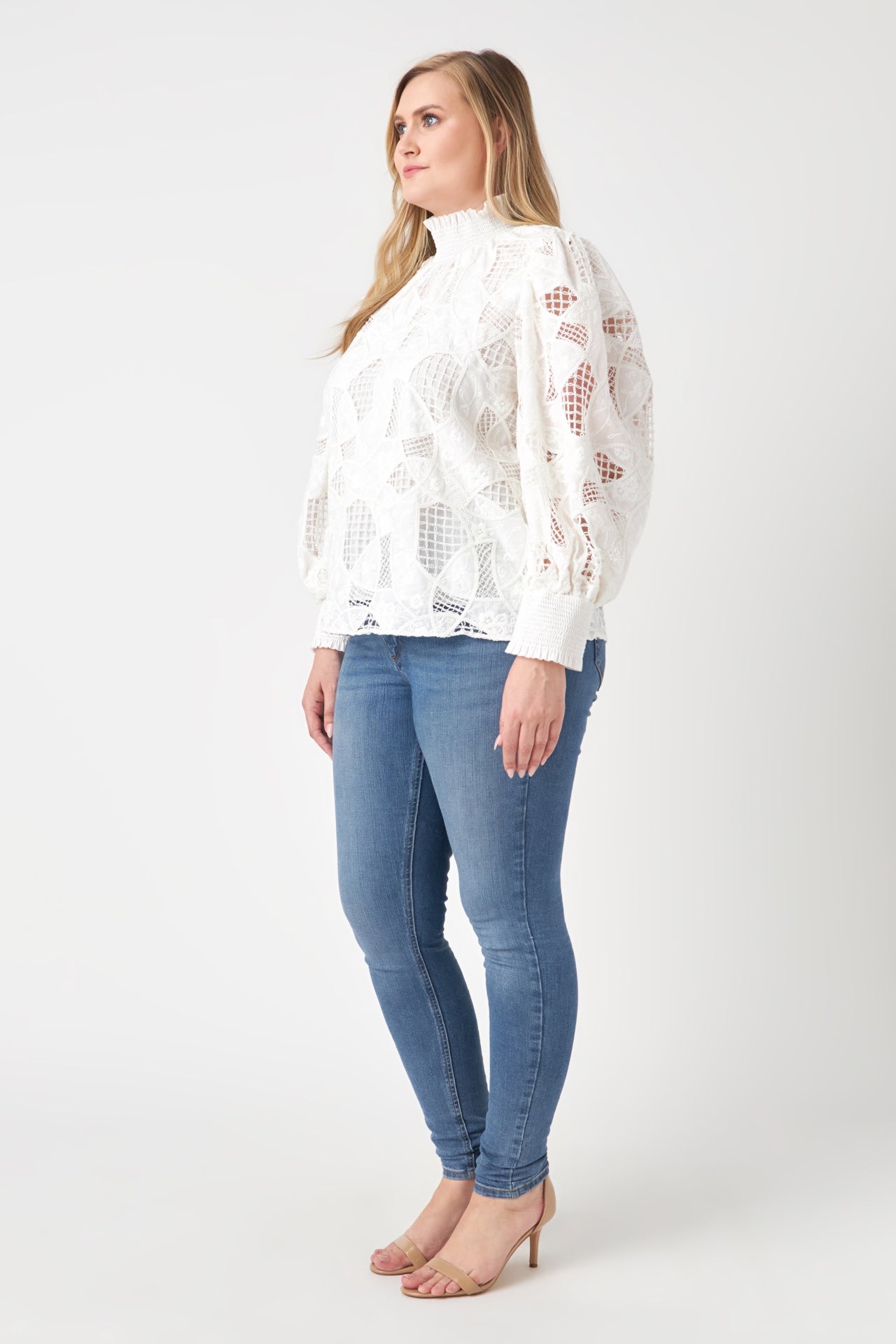 ENGLISH FACTORY - Embroidered Cotton Blouse with Smocked Neck - SHIRTS & BLOUSES available at Objectrare