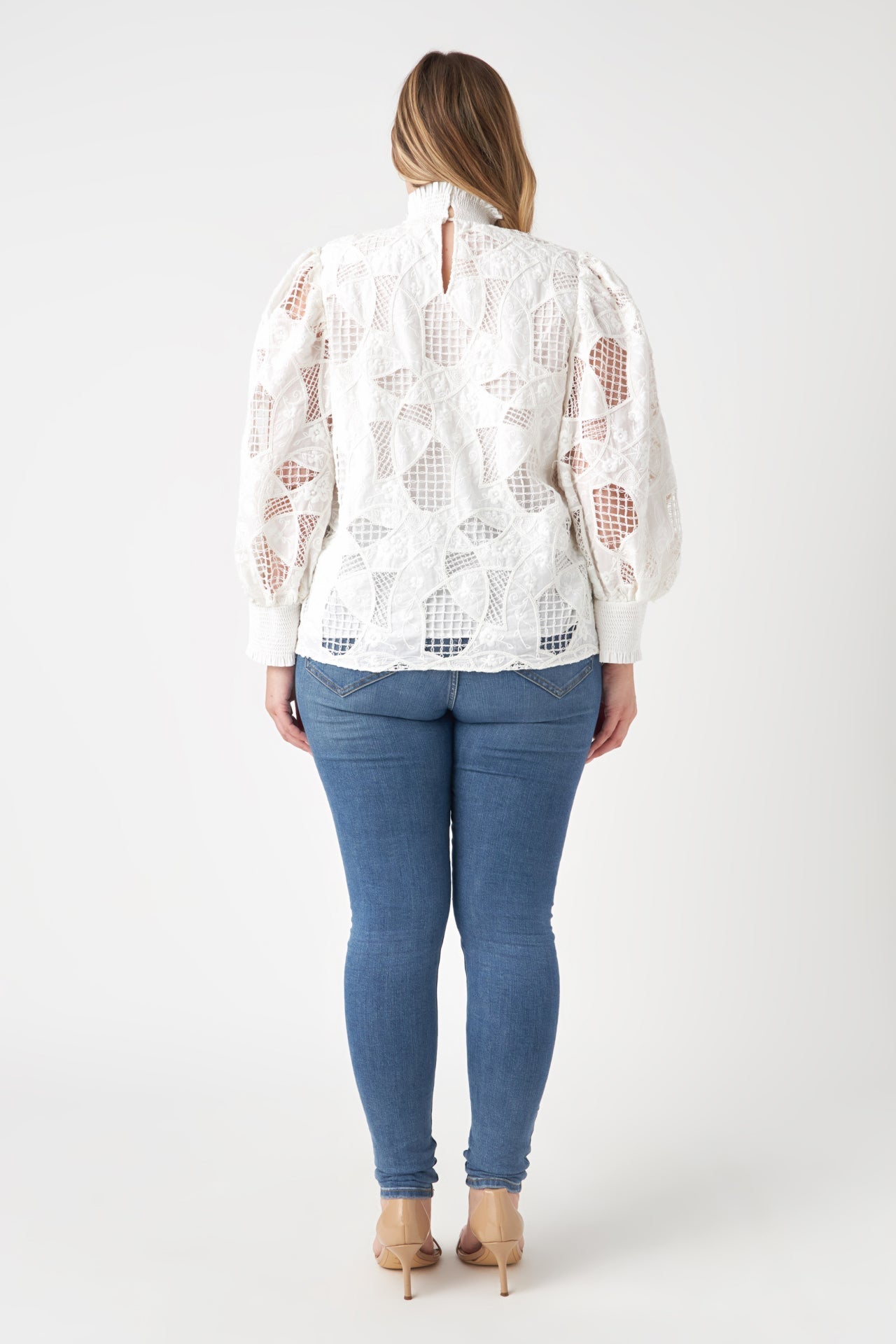 ENGLISH FACTORY - Embroidered Cotton Blouse with Smocked Neck - SHIRTS & BLOUSES available at Objectrare