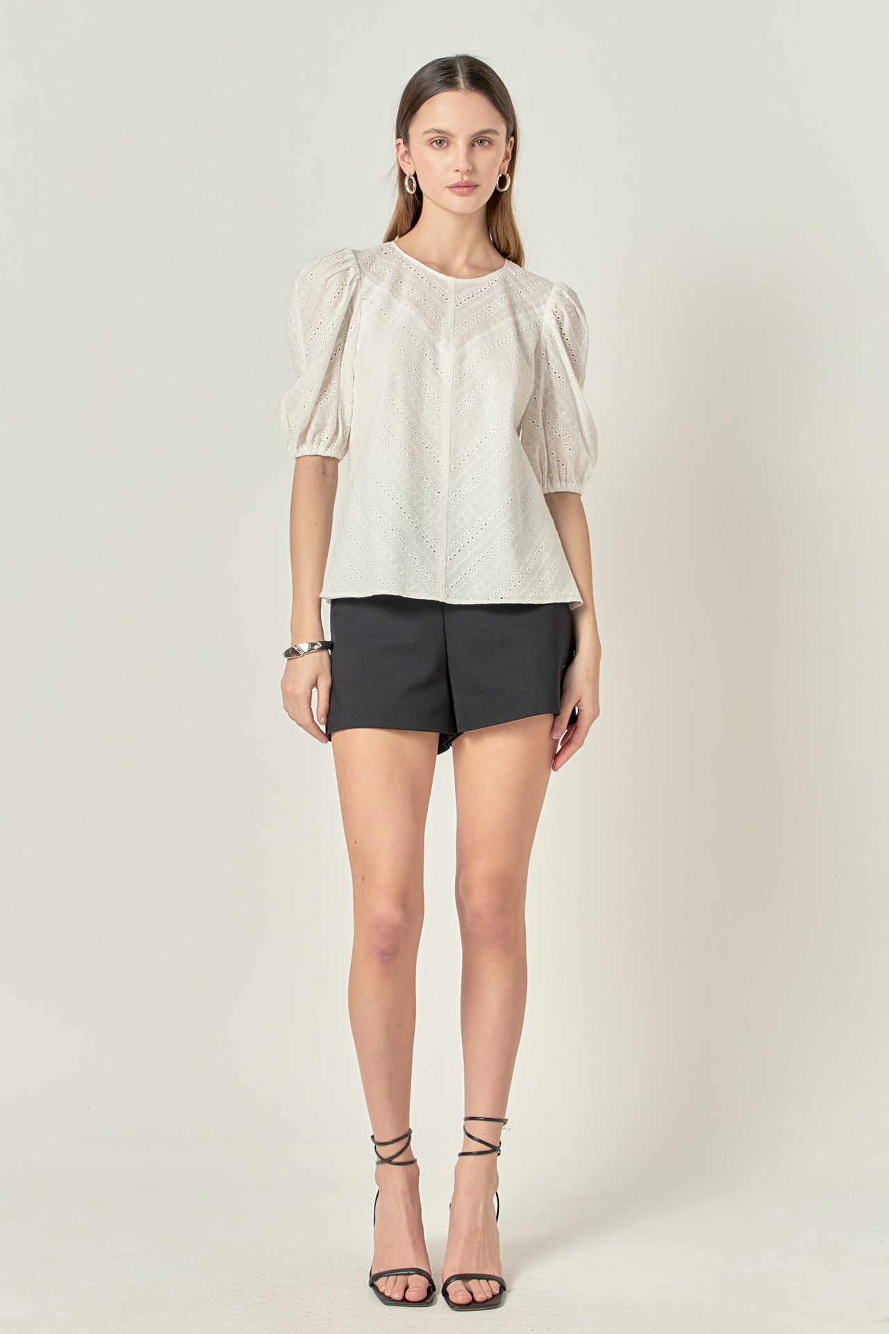 ENGLISH FACTORY - Eyelet Puff Sleeve Top - TOPS available at Objectrare