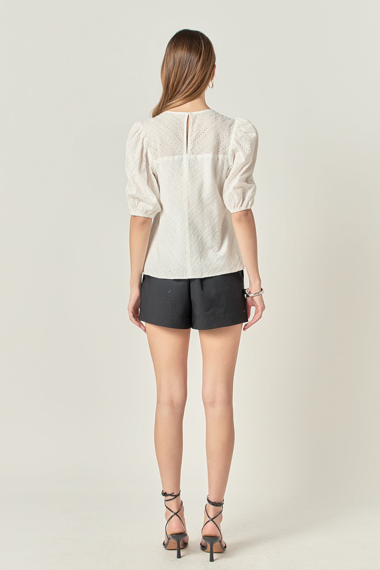 ENGLISH FACTORY - Eyelet Puff Sleeve Top - TOPS available at Objectrare