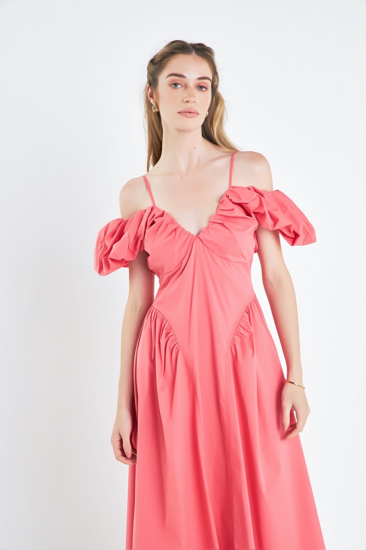 ENGLISH FACTORY - Ruched Sleeve Midi Dress - DRESSES available at Objectrare