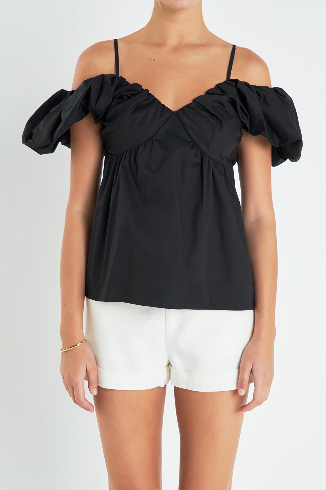 ENGLISH FACTORY - Ruched Sleeve Top - TOPS available at Objectrare