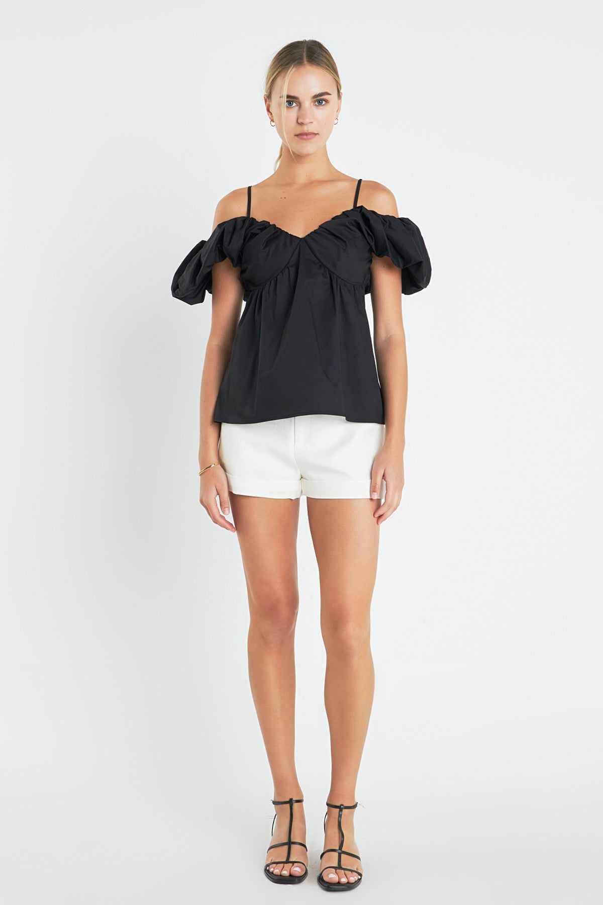ENGLISH FACTORY - Ruched Sleeve Top - TOPS available at Objectrare