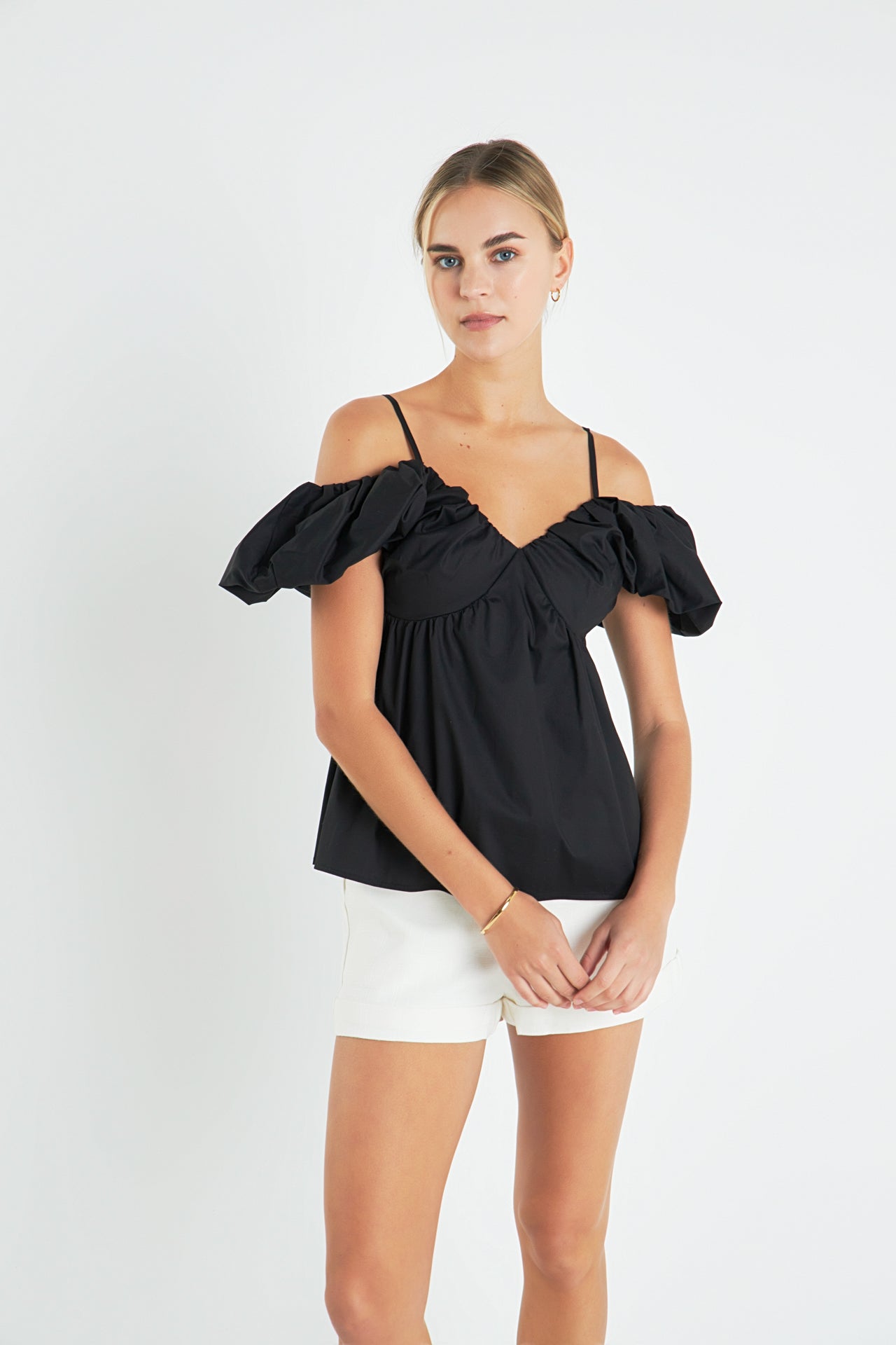 ENGLISH FACTORY - Ruched Sleeve Top - TOPS available at Objectrare