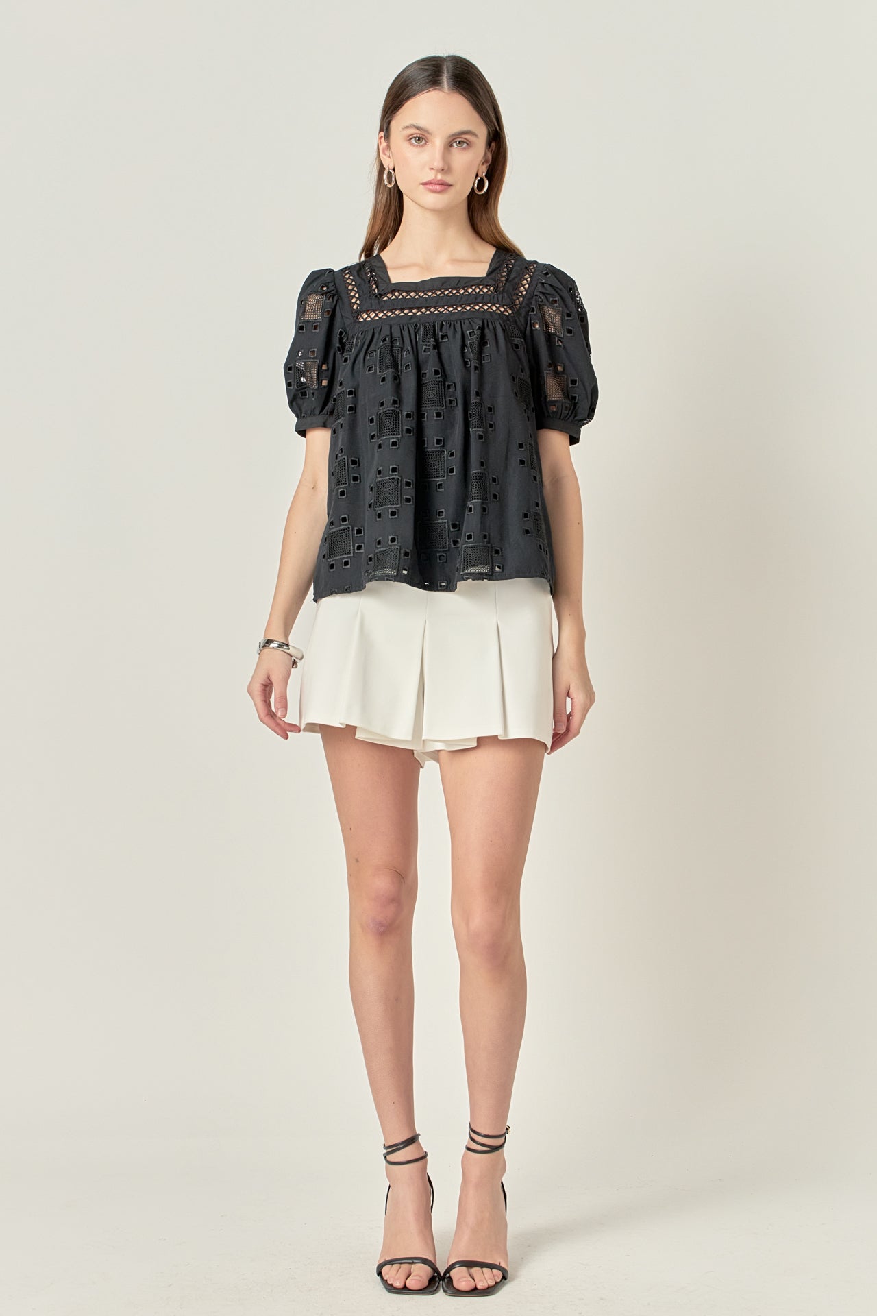 ENGLISH FACTORY - Square Neck Embroidered Top - TOPS available at Objectrare