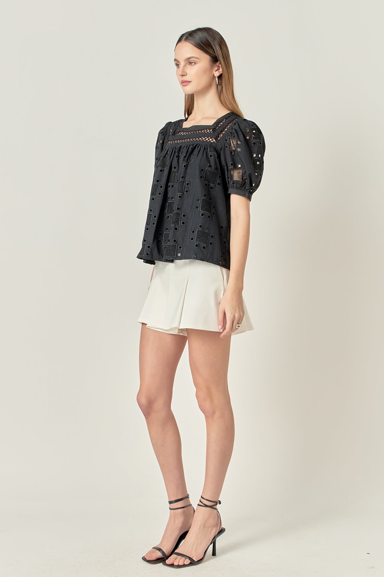 ENGLISH FACTORY - Square Neck Embroidered Top - TOPS available at Objectrare