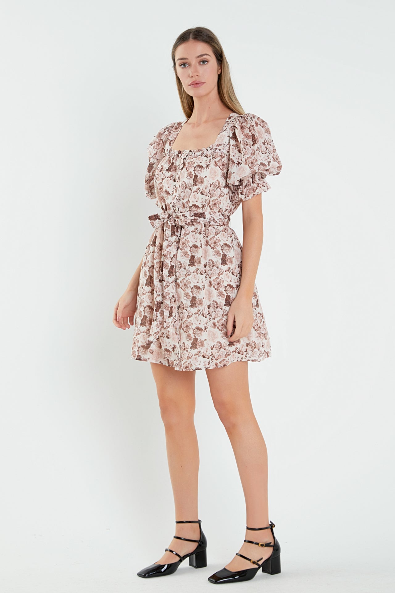 ENGLISH FACTORY - Floral Linen Mini Dress with Tie - DRESSES available at Objectrare