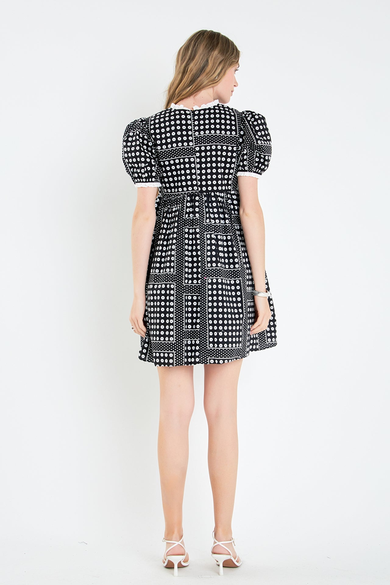 ENGLISH FACTORY - Printed Puff Sleeve Babydoll Mini Dress - DRESSES available at Objectrare
