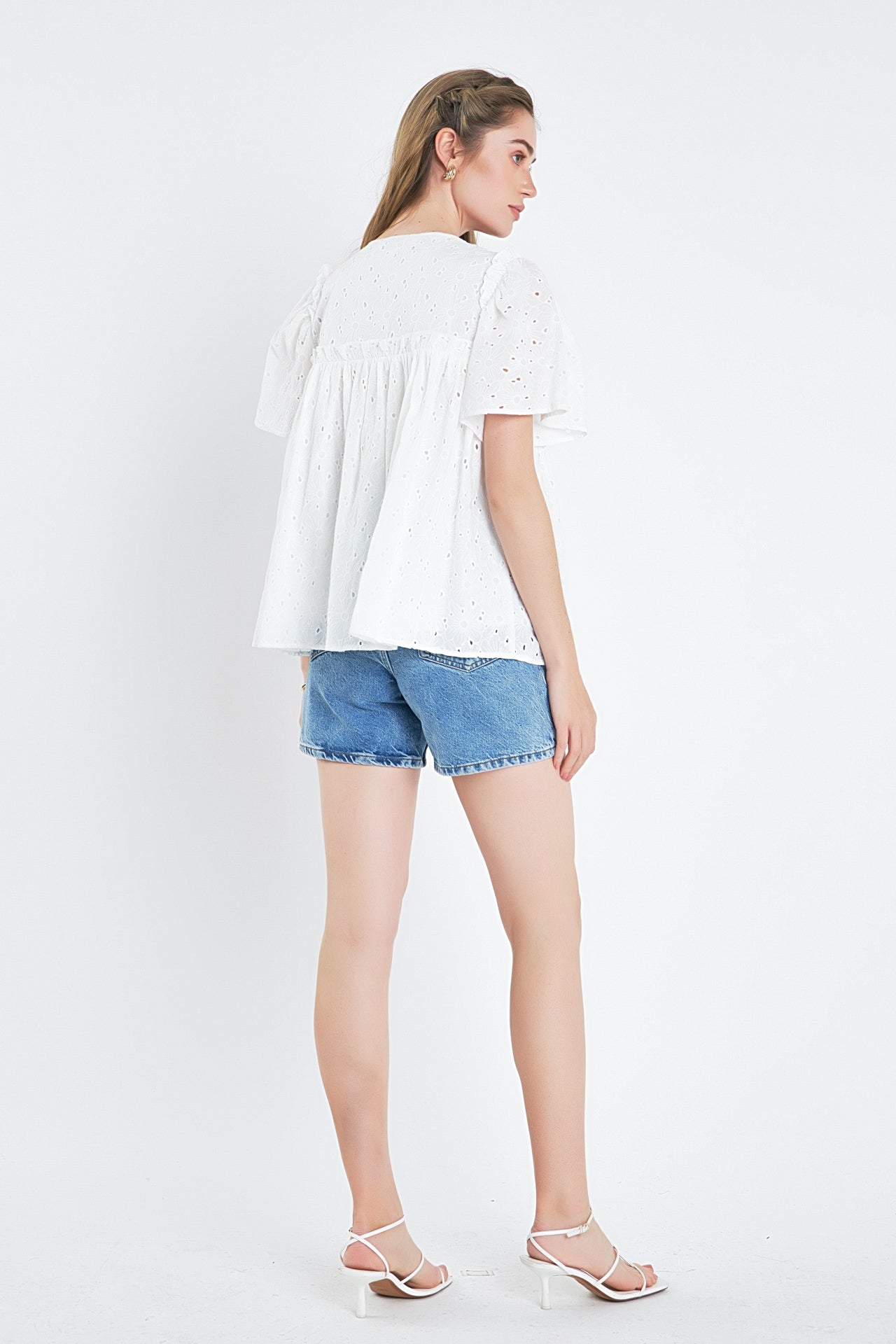 ENGLISH FACTORY - Pleated Eyelet Top - TOPS available at Objectrare
