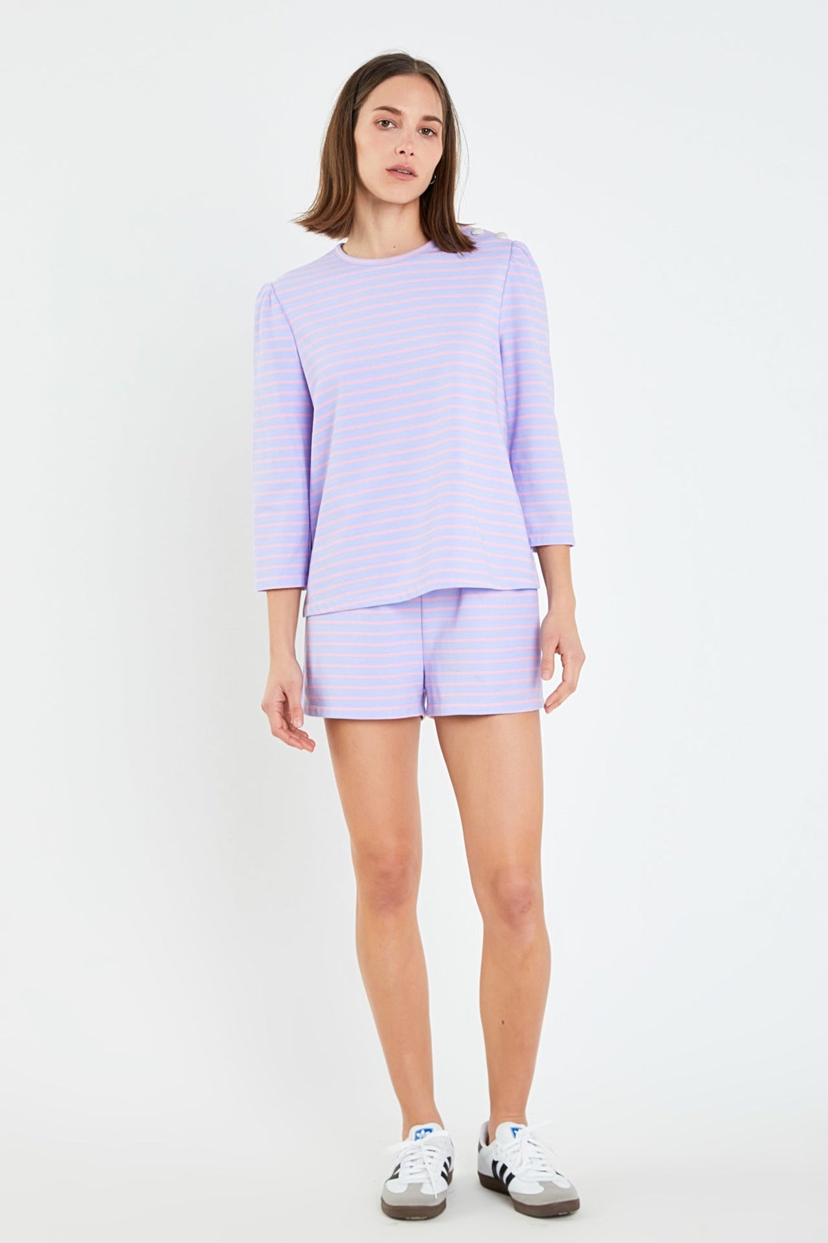 ENGLISH FACTORY - Striped Puff Sleeve Breton Tee - TOPS available at Objectrare