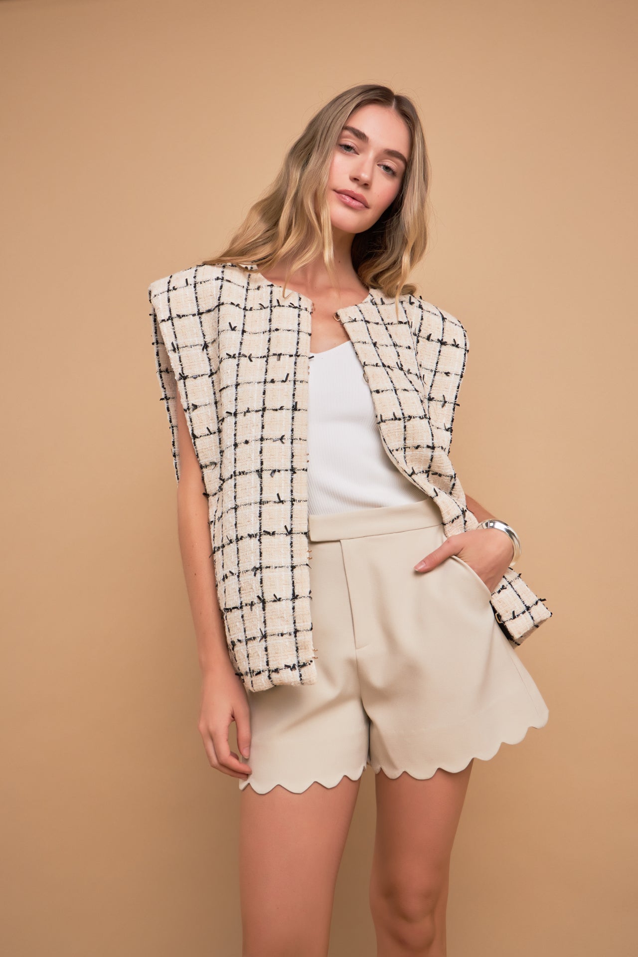 ENGLISH FACTORY - Premium Tweed Vest with Shoulder Pads - OUTERWEAR available at Objectrare