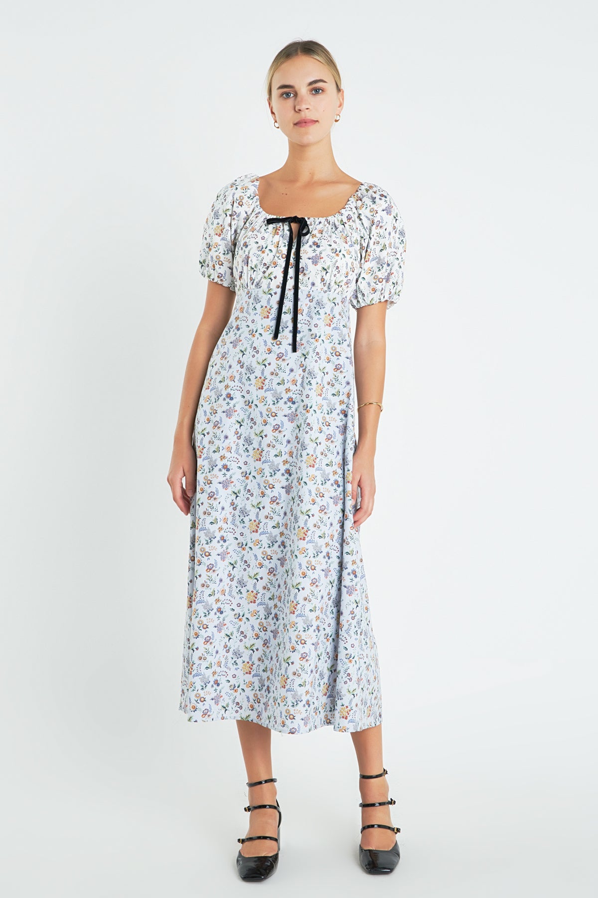 ENGLISH FACTORY - Floral Print Puff Sleeve Maxi Dress - DRESSES available at Objectrare