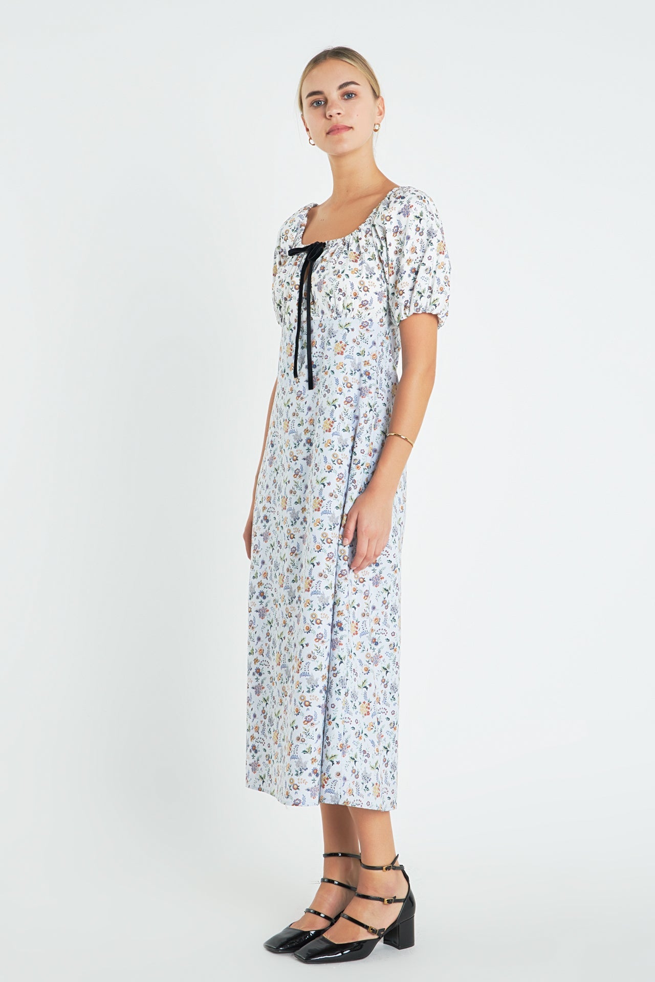 ENGLISH FACTORY - Floral Print Puff Sleeve Maxi Dress - DRESSES available at Objectrare