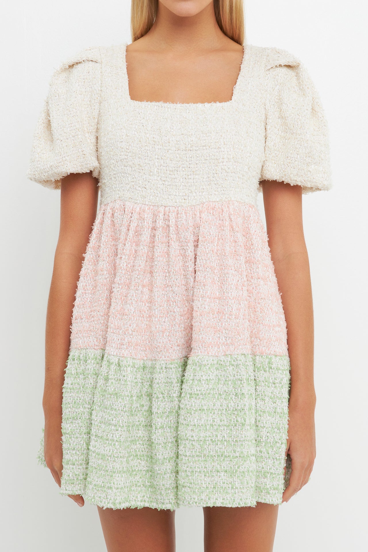 ENGLISH FACTORY - Color Block Tweed Mini Dress - DRESSES available at Objectrare
