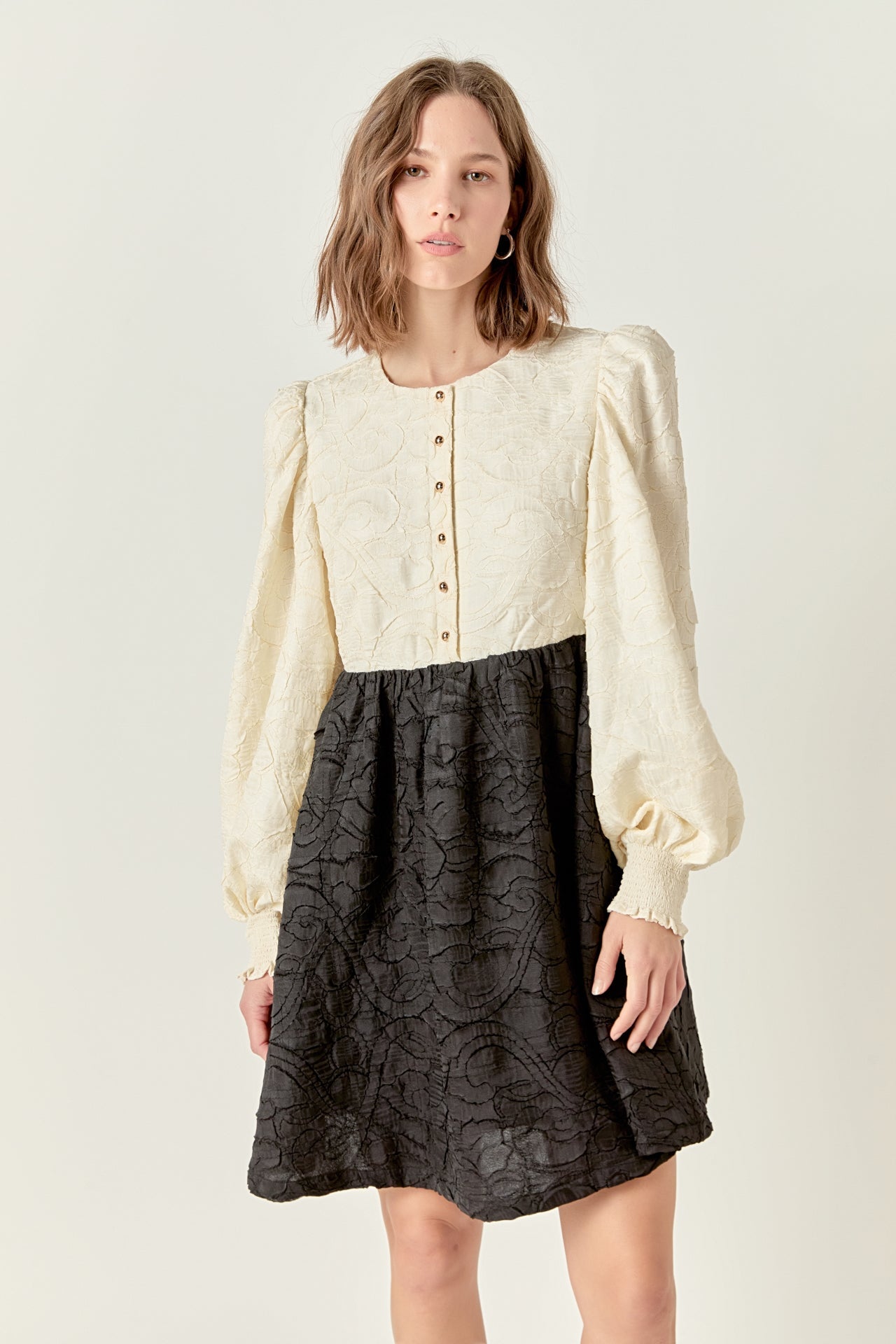 ENGLISH FACTORY - Textured Baby Doll Dress - DRESSES available at Objectrare