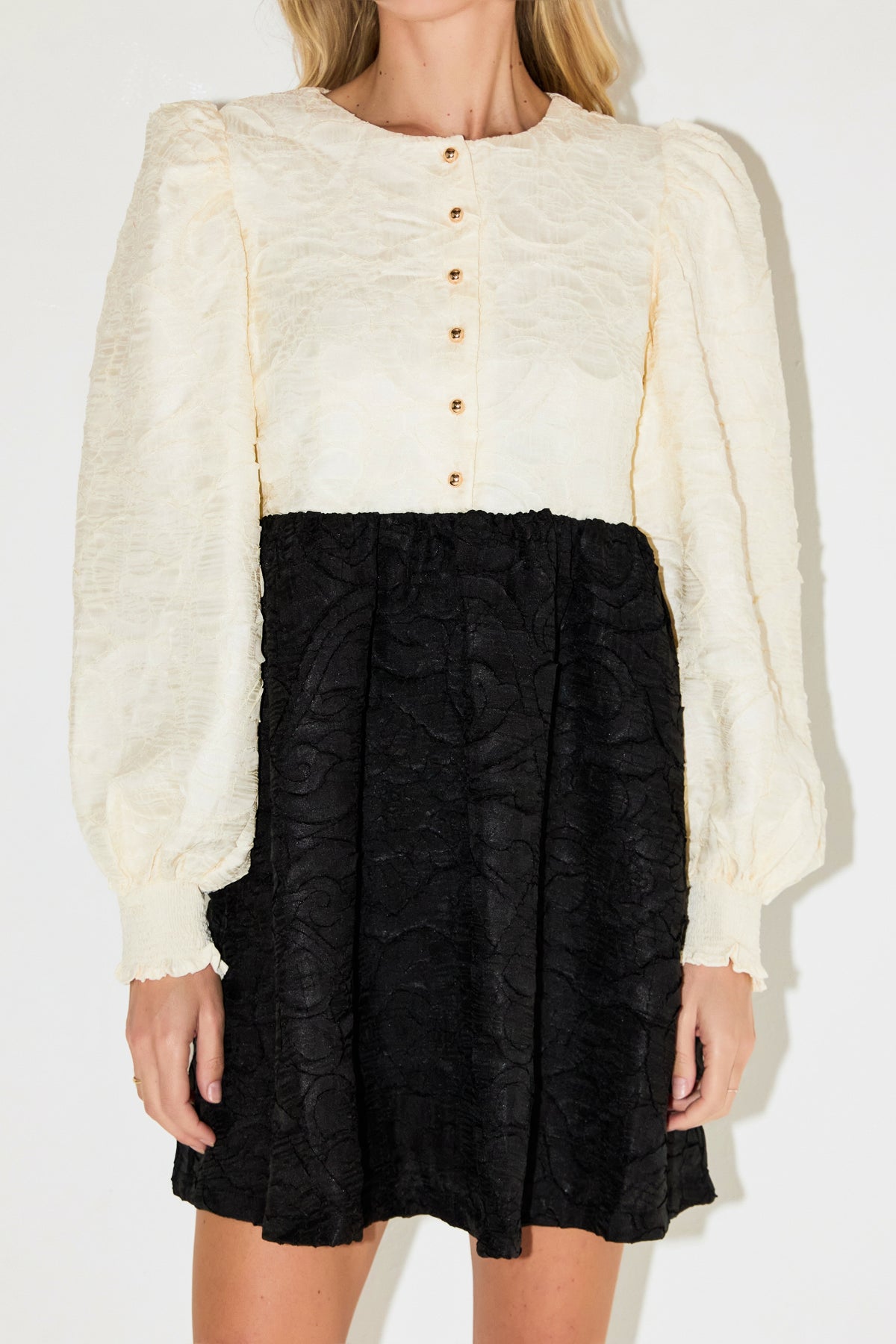 ENGLISH FACTORY - Textured Baby Doll Dress - DRESSES available at Objectrare