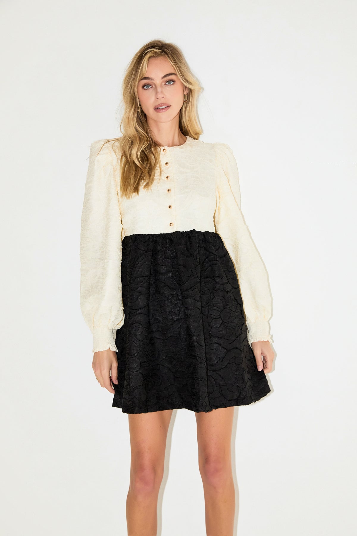 ENGLISH FACTORY - Textured Baby Doll Dress - DRESSES available at Objectrare