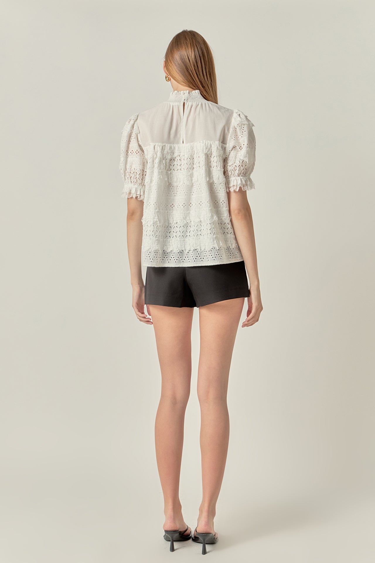 ENGLISH FACTORY - Short Sleeve Lace Babydoll Top - TOPS available at Objectrare