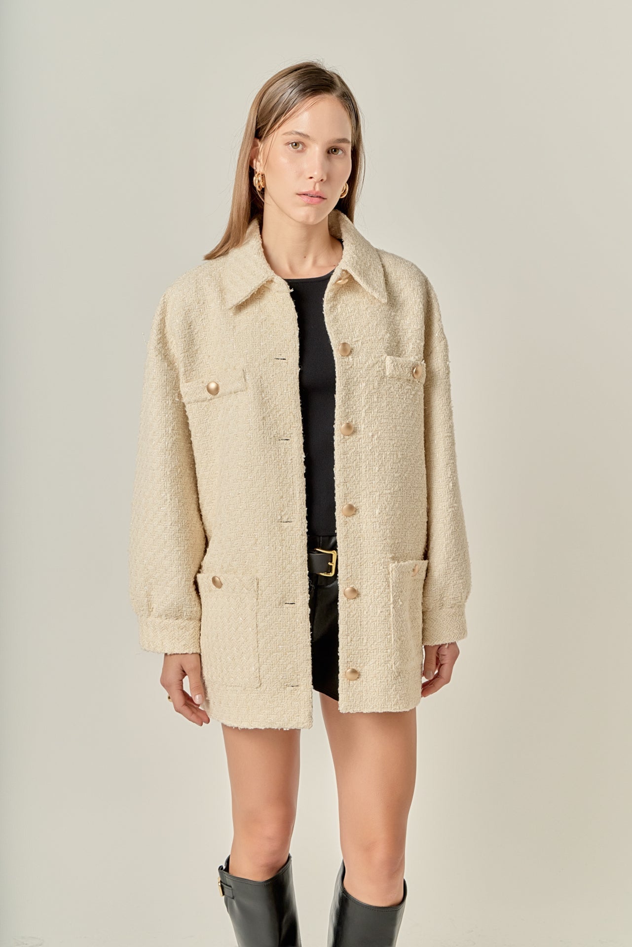 ENGLISH FACTORY - Tweed Shirt Jacket - JACKETS available at Objectrare