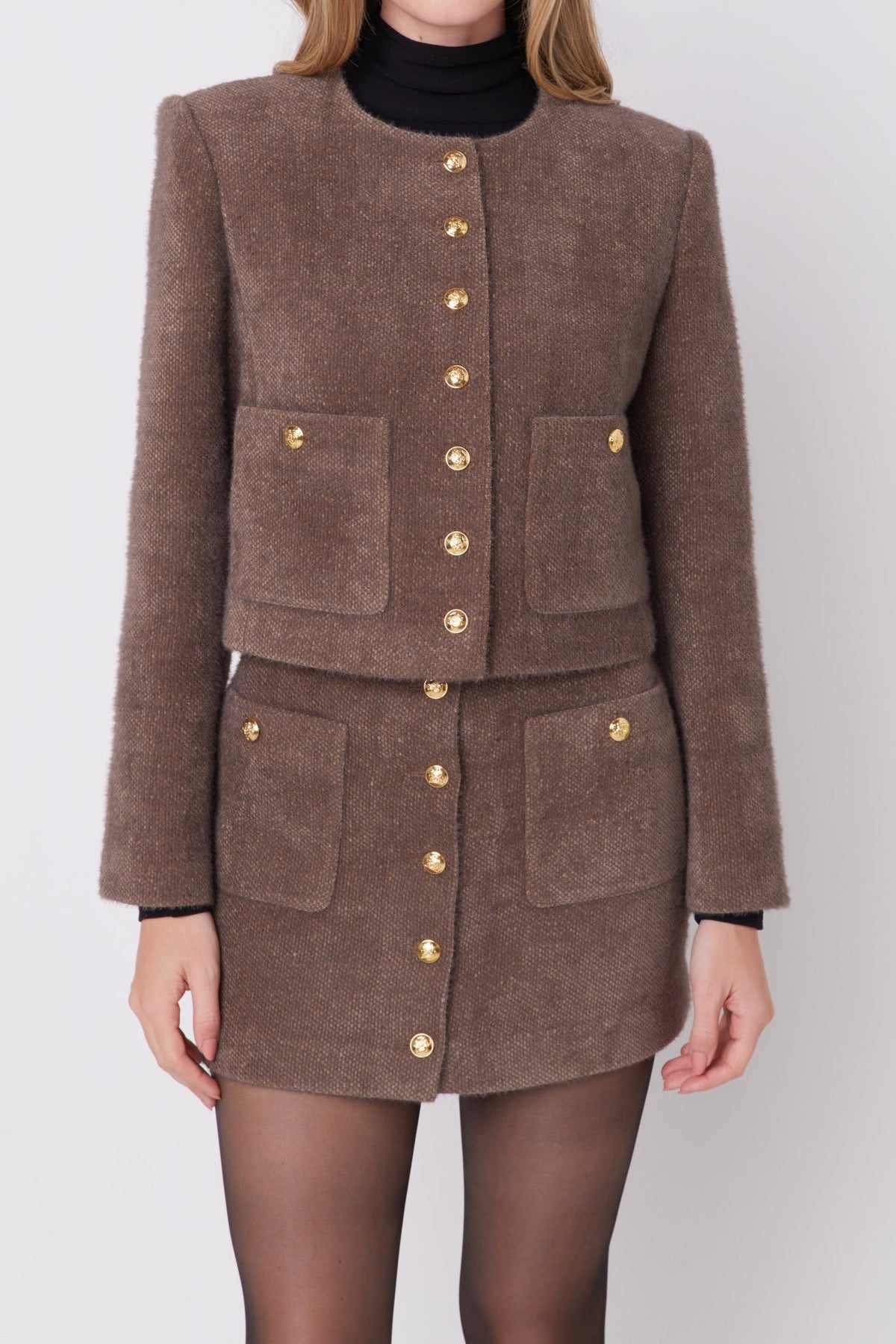 ENGLISH FACTORY - Cropped Knit Jacket - JACKETS available at Objectrare