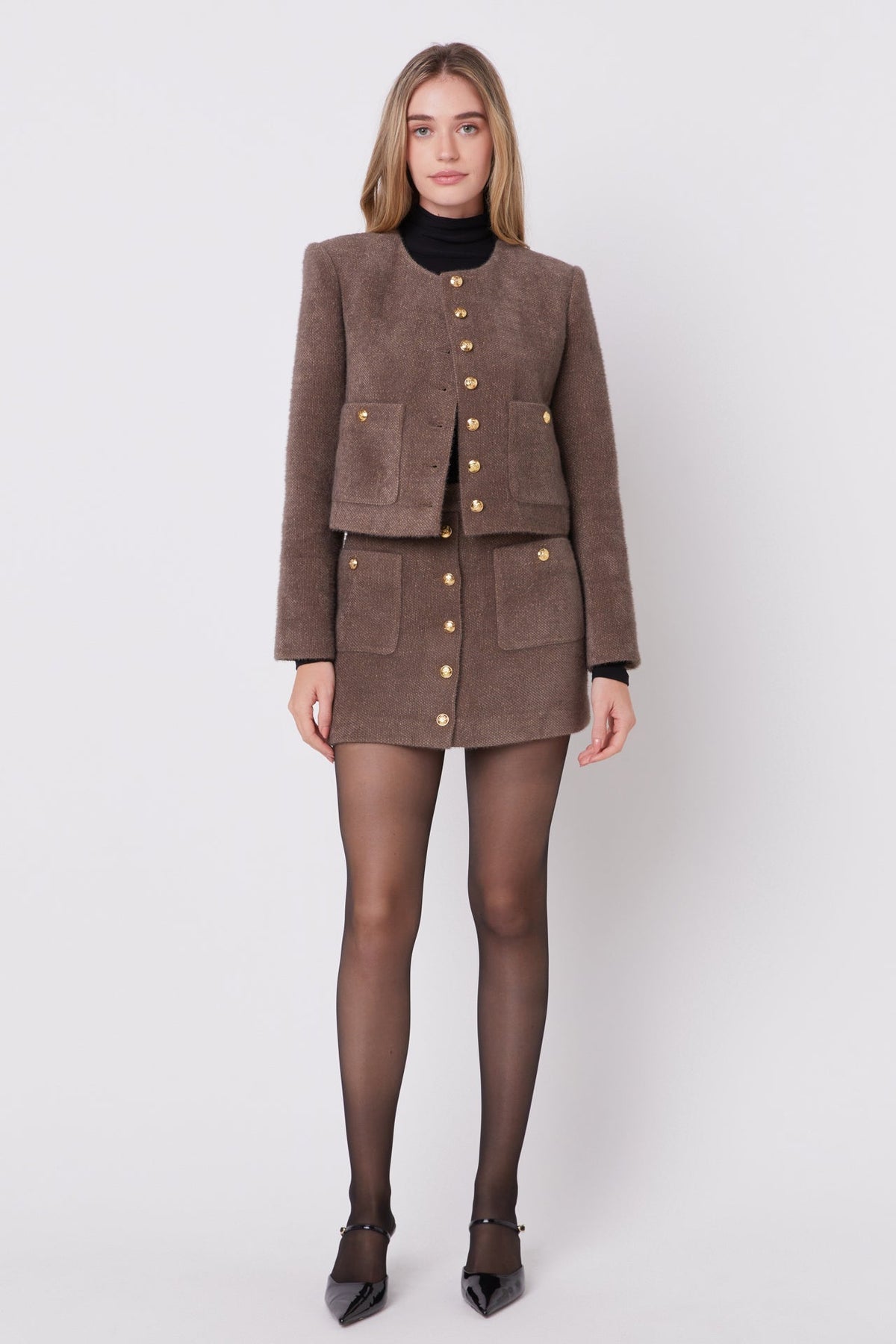 ENGLISH FACTORY - Cropped Knit Jacket - JACKETS available at Objectrare