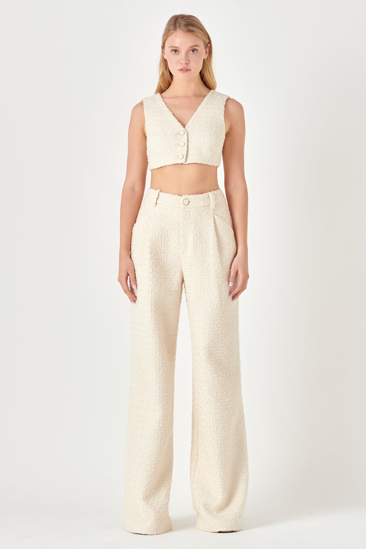 Tweed Cropped Vest Top