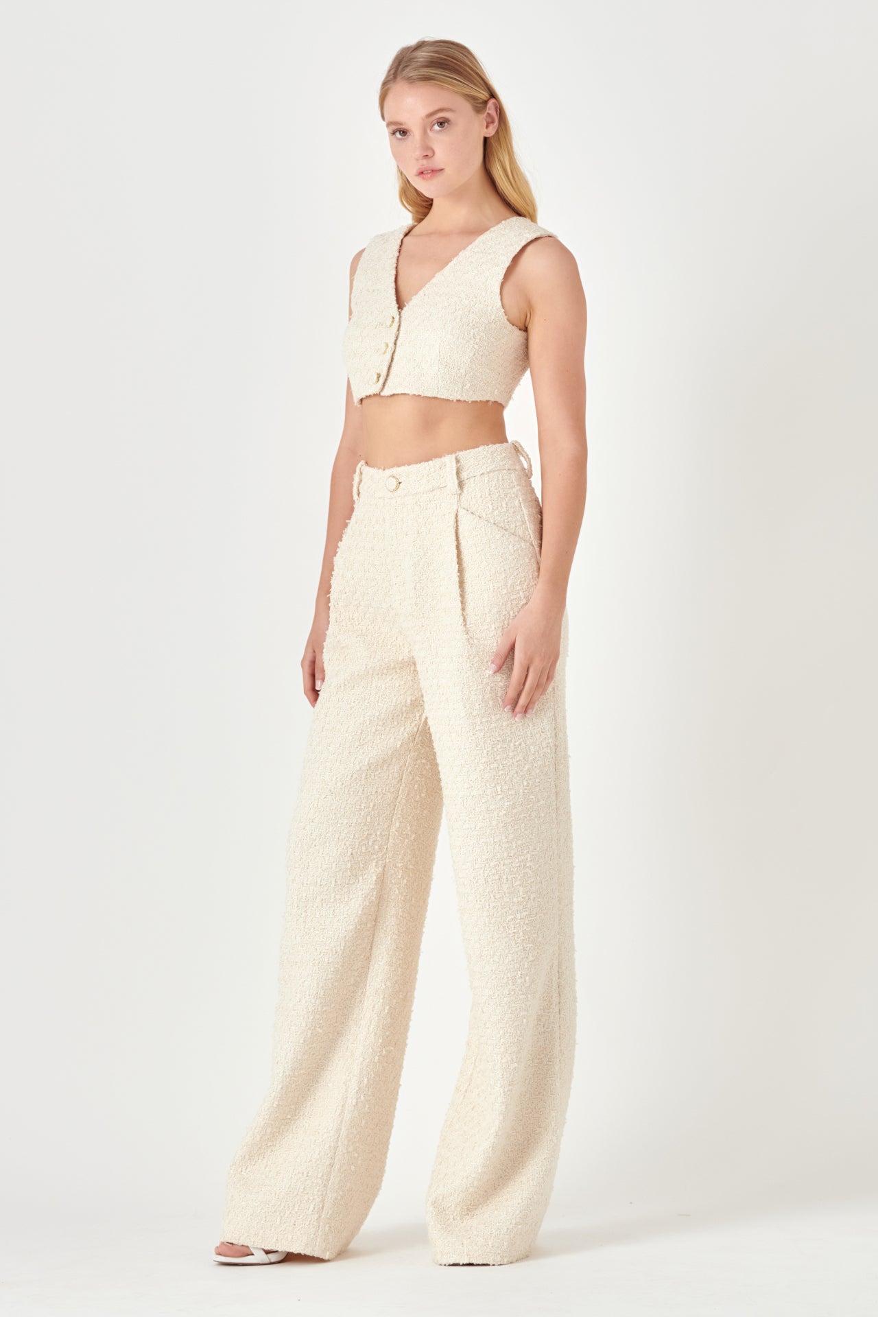 Tweed Cropped Vest Top