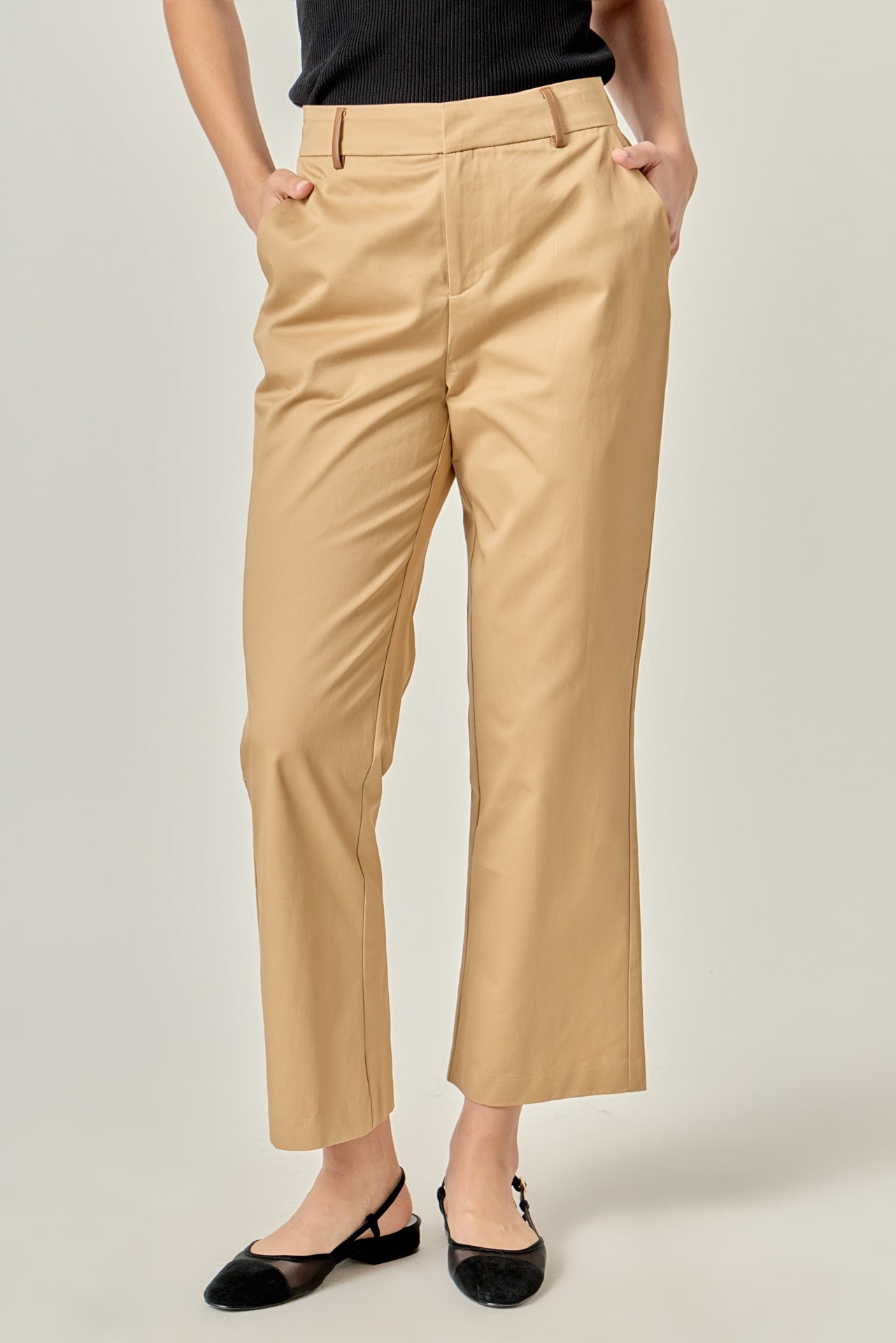 ENGLISH FACTORY - Twill Cropped Flared Hem Pants - PANTS available at Objectrare