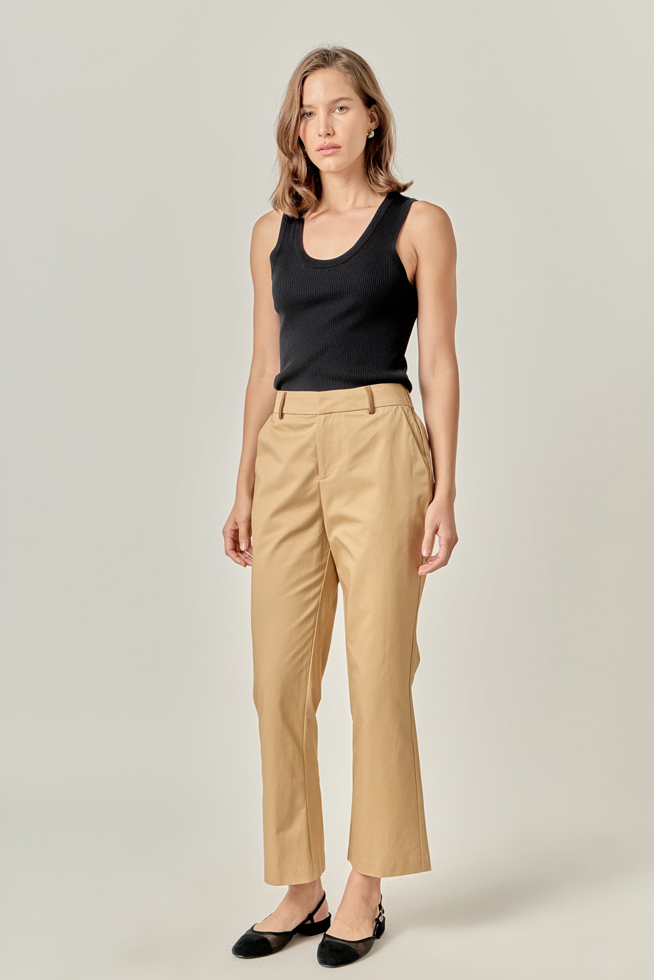 ENGLISH FACTORY - Twill Cropped Flared Hem Pants - PANTS available at Objectrare