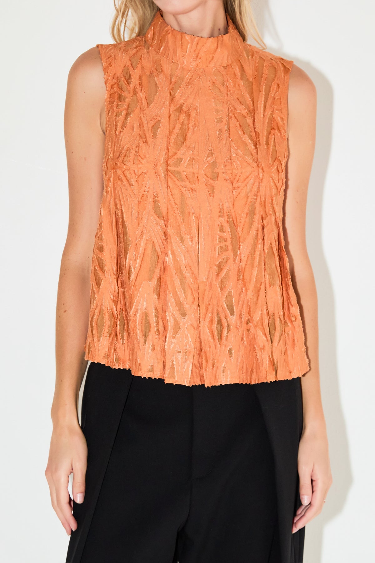 ENGLISH FACTORY - Burnout Pleated sleeveless Top - TOPS available at Objectrare
