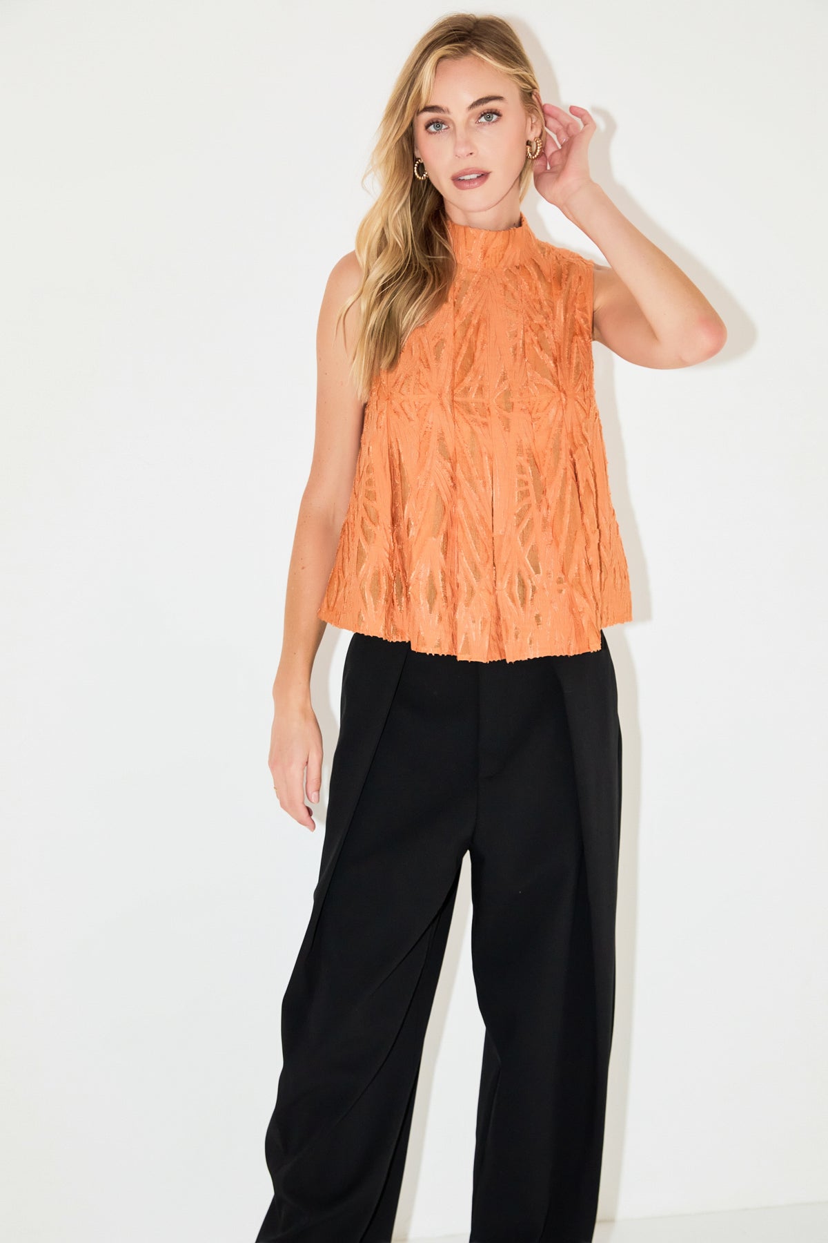ENGLISH FACTORY - Burnout Pleated sleeveless Top - TOPS available at Objectrare